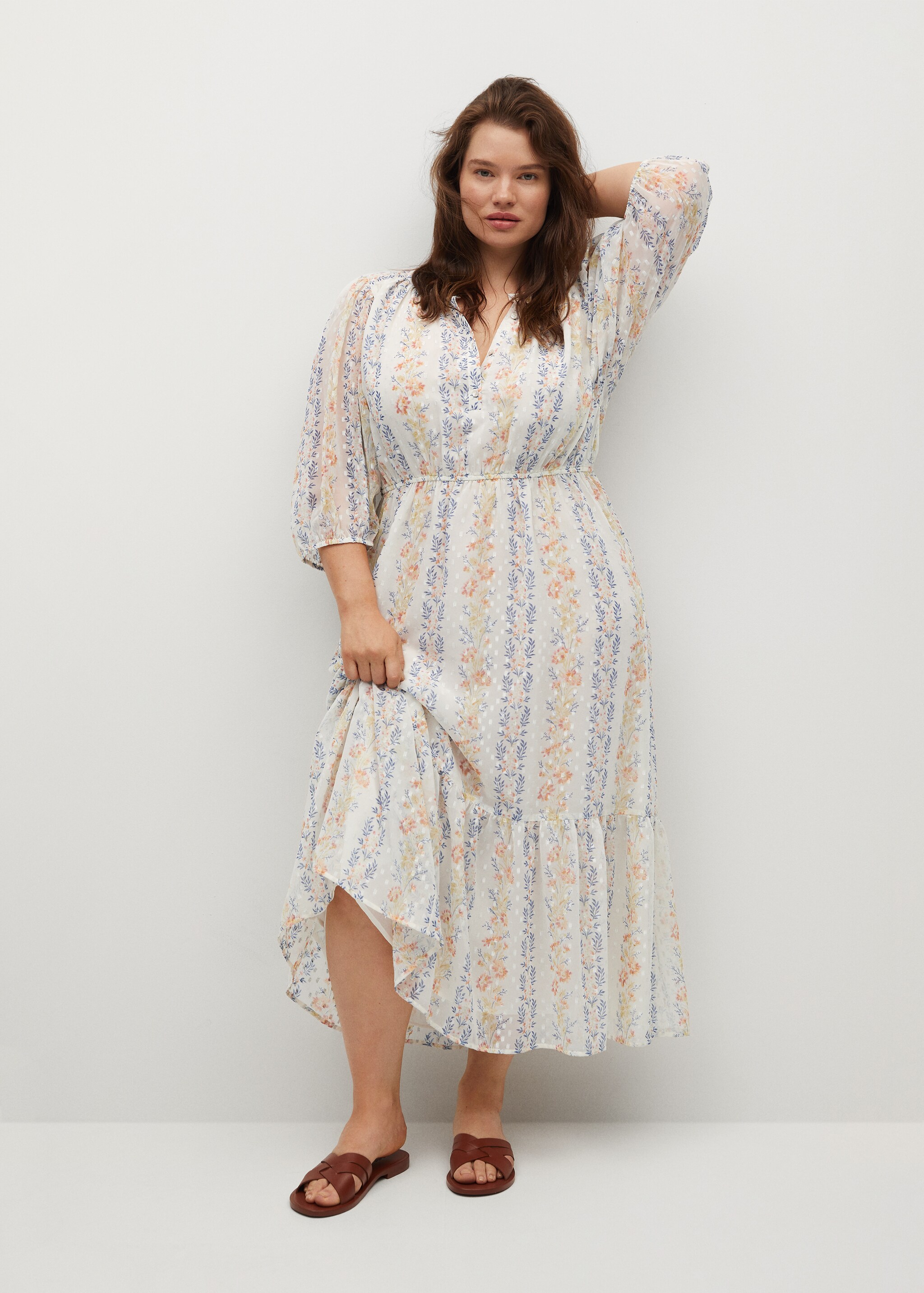 Vestido estampado lúrex - Plano general