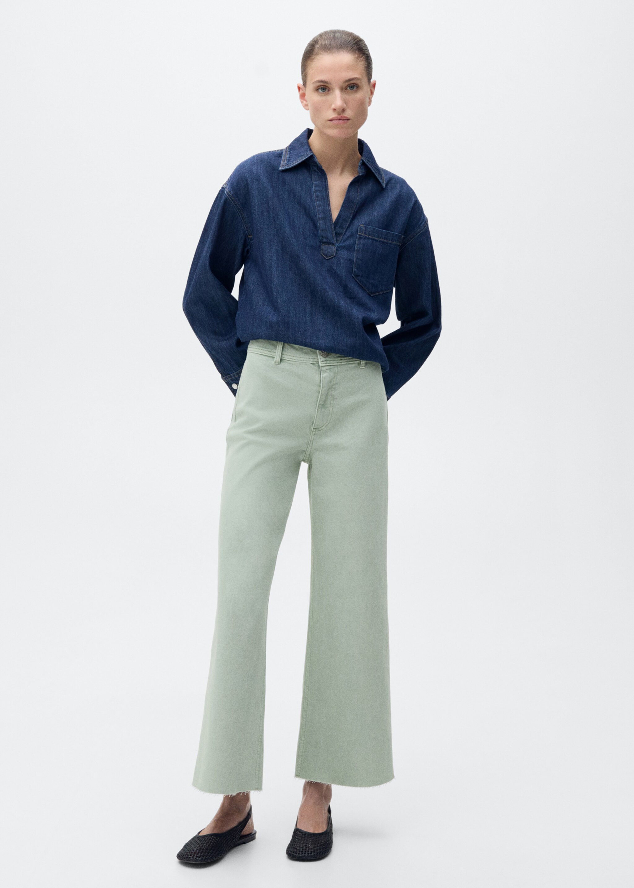 Catherin culotte high-rise jeans - General plane, Turquoise. Ref: 87007180-00.