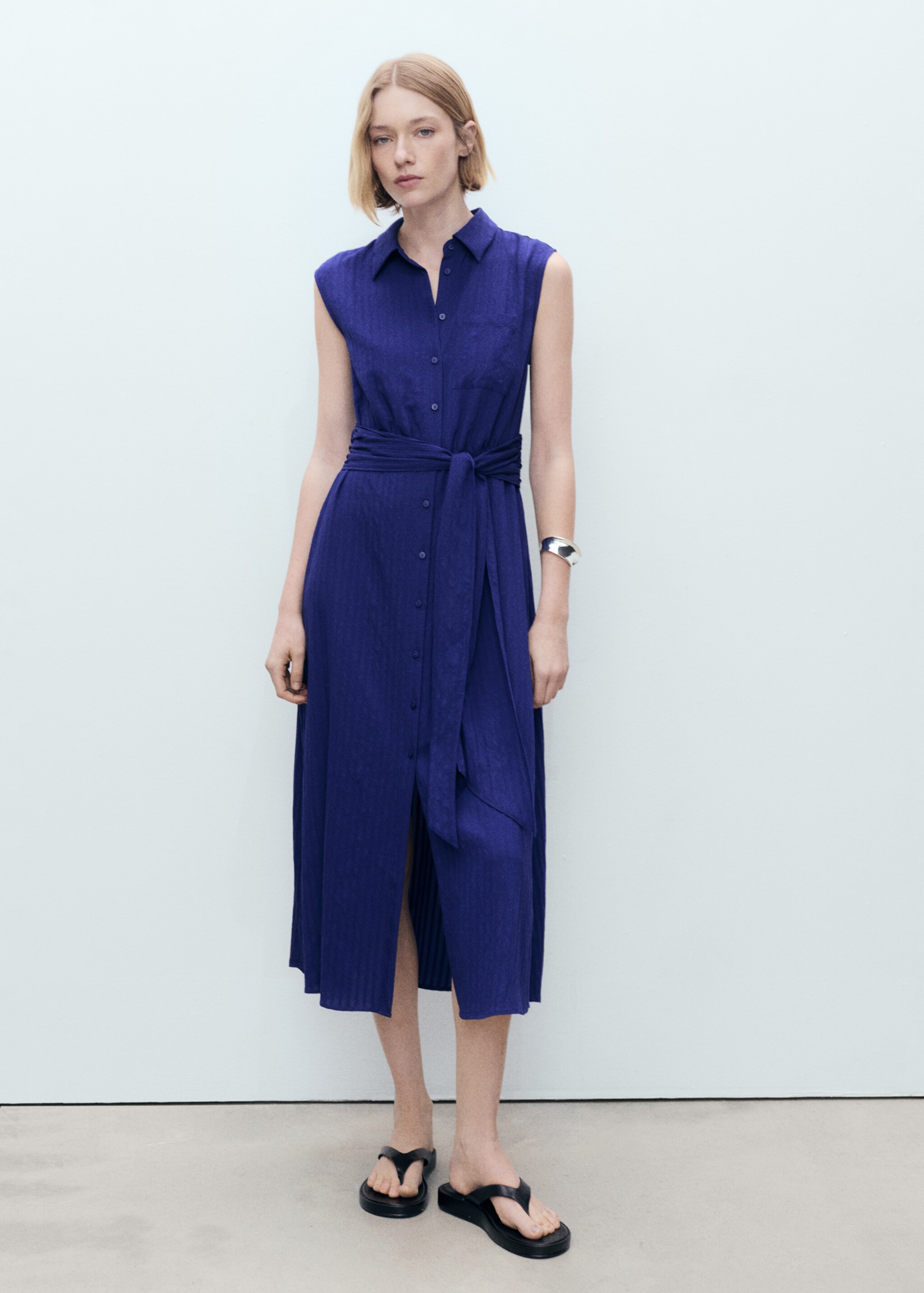 Bow shirt dress - General plane, Blue. Ref: 87007188-00.