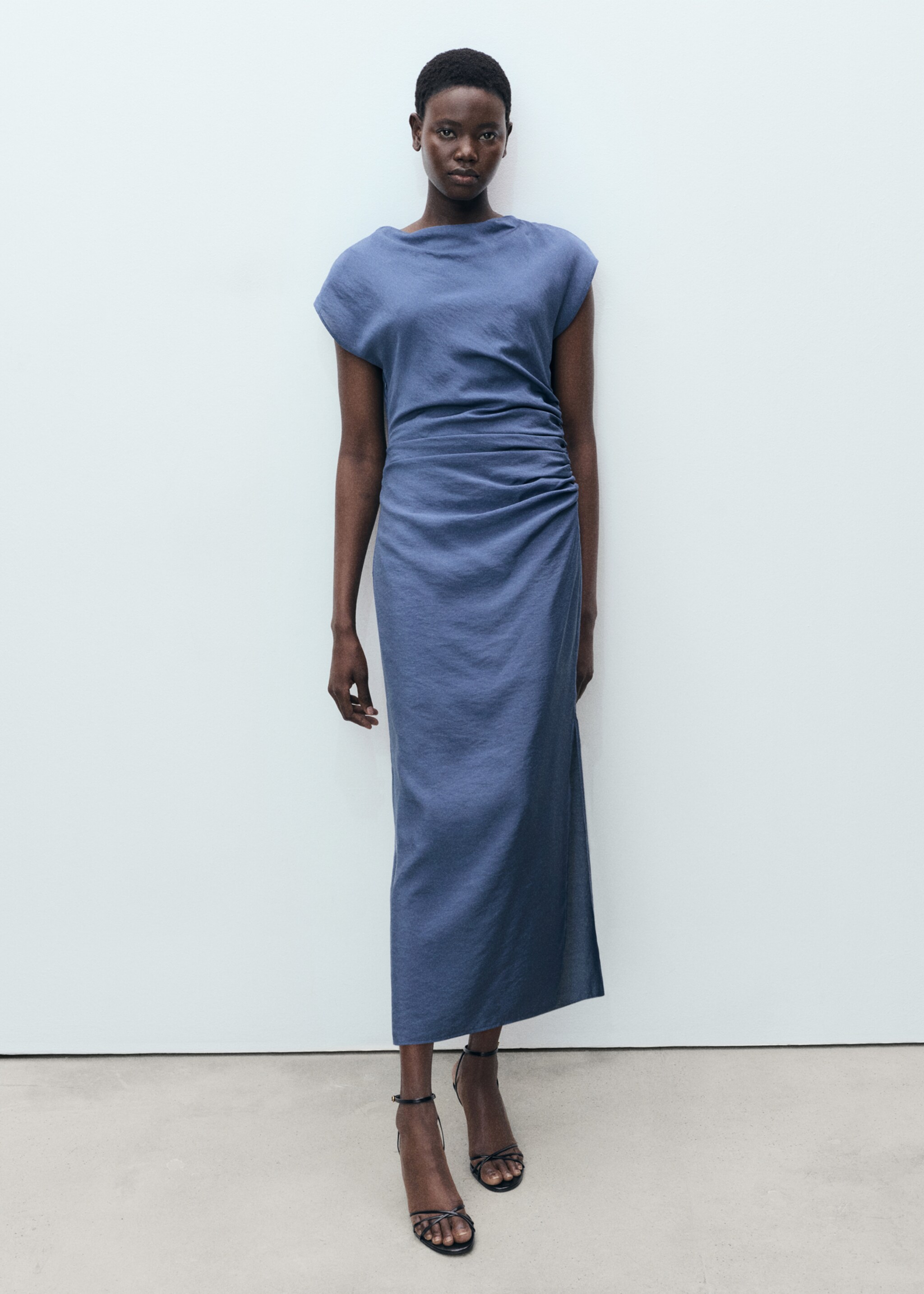 Draped straight dress - General plane, Indigo Blue. Ref: 87007190-00.