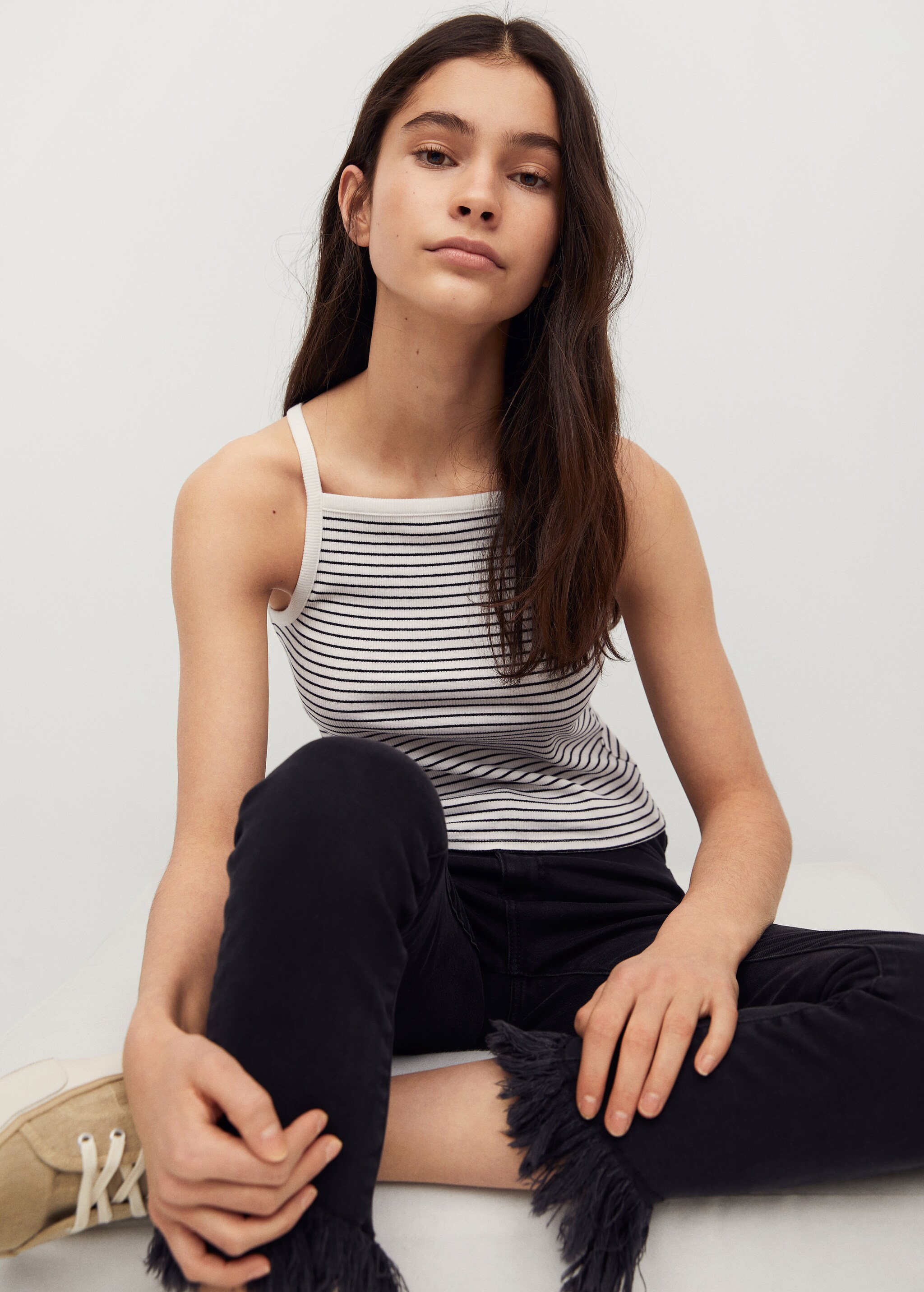 Ribbed cotton-blend top - General plane