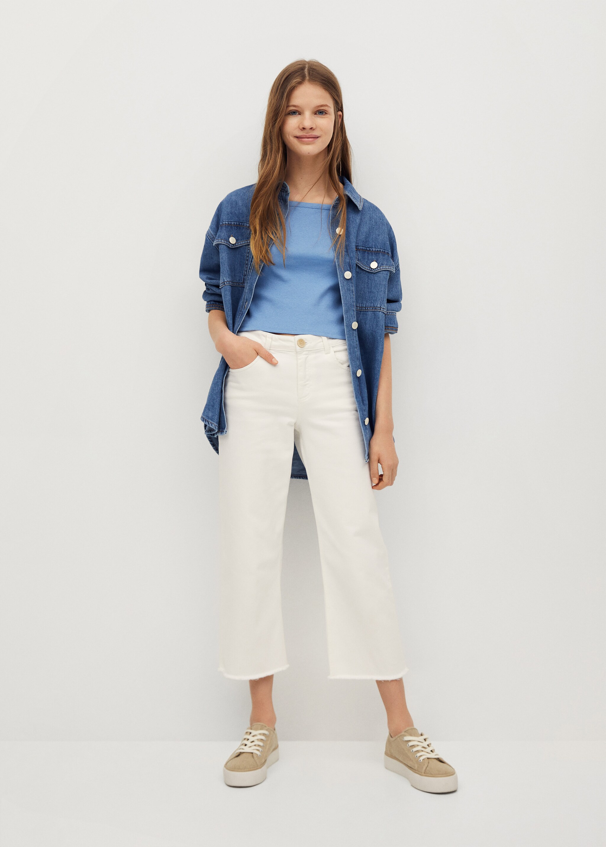 Ribbed cotton-blend top - General plane