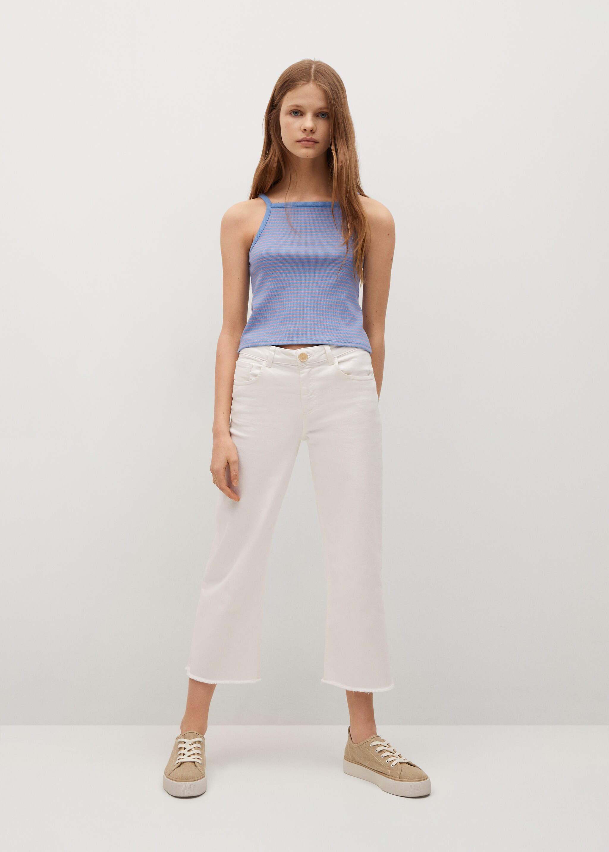 Ribbed cotton-blend top - General plane
