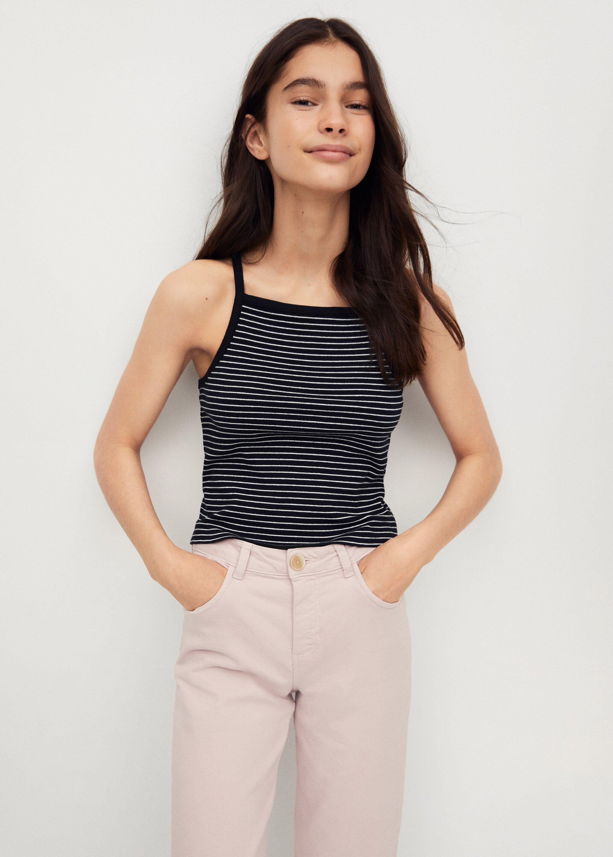 Ribbed cotton-blend top - General plane