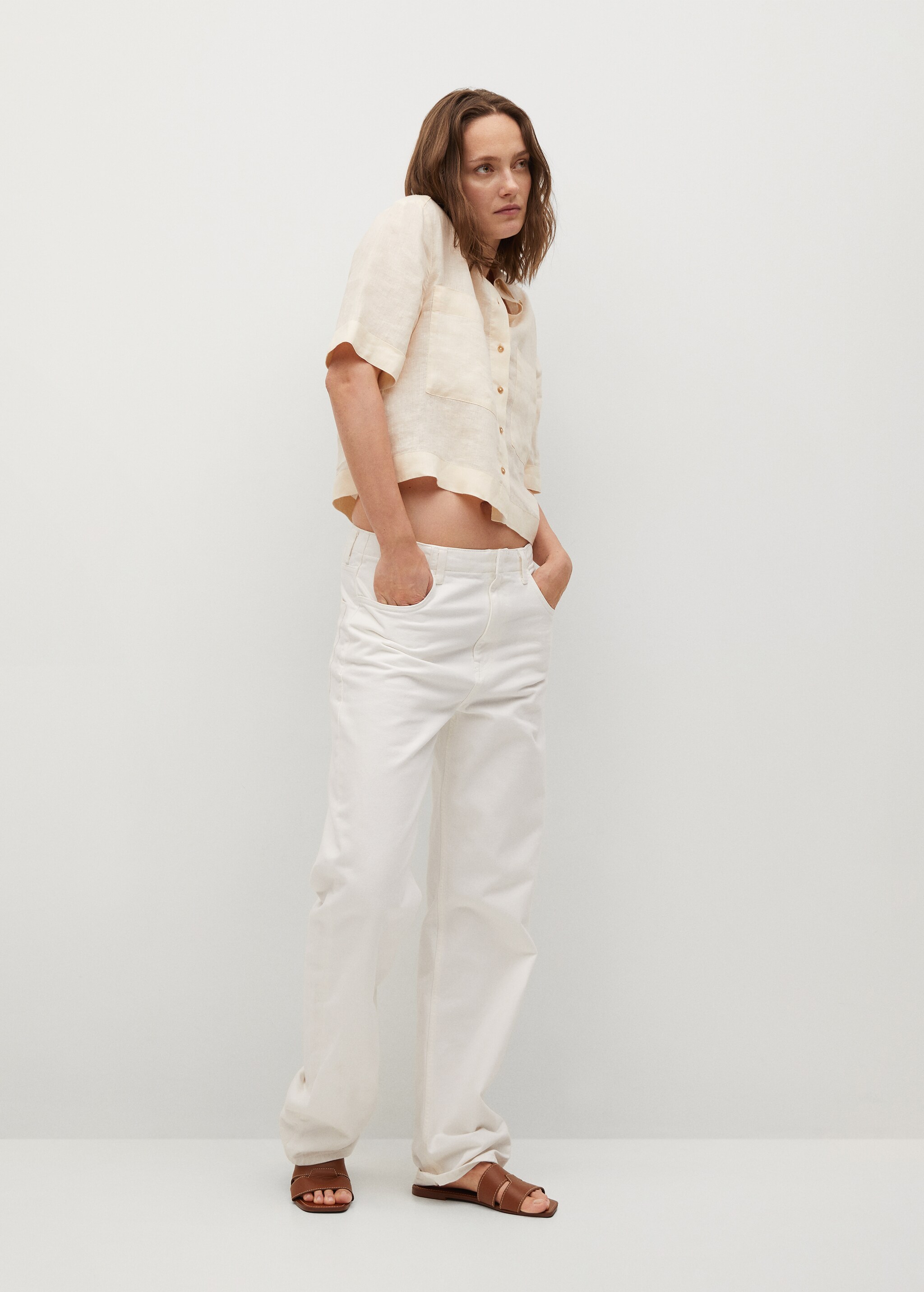 Camisa 100% lino crop - Plano general