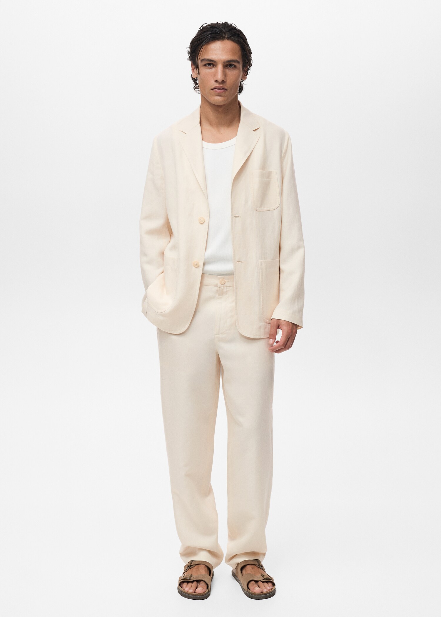 Linen-lyocell blend suit trousers - General plane
