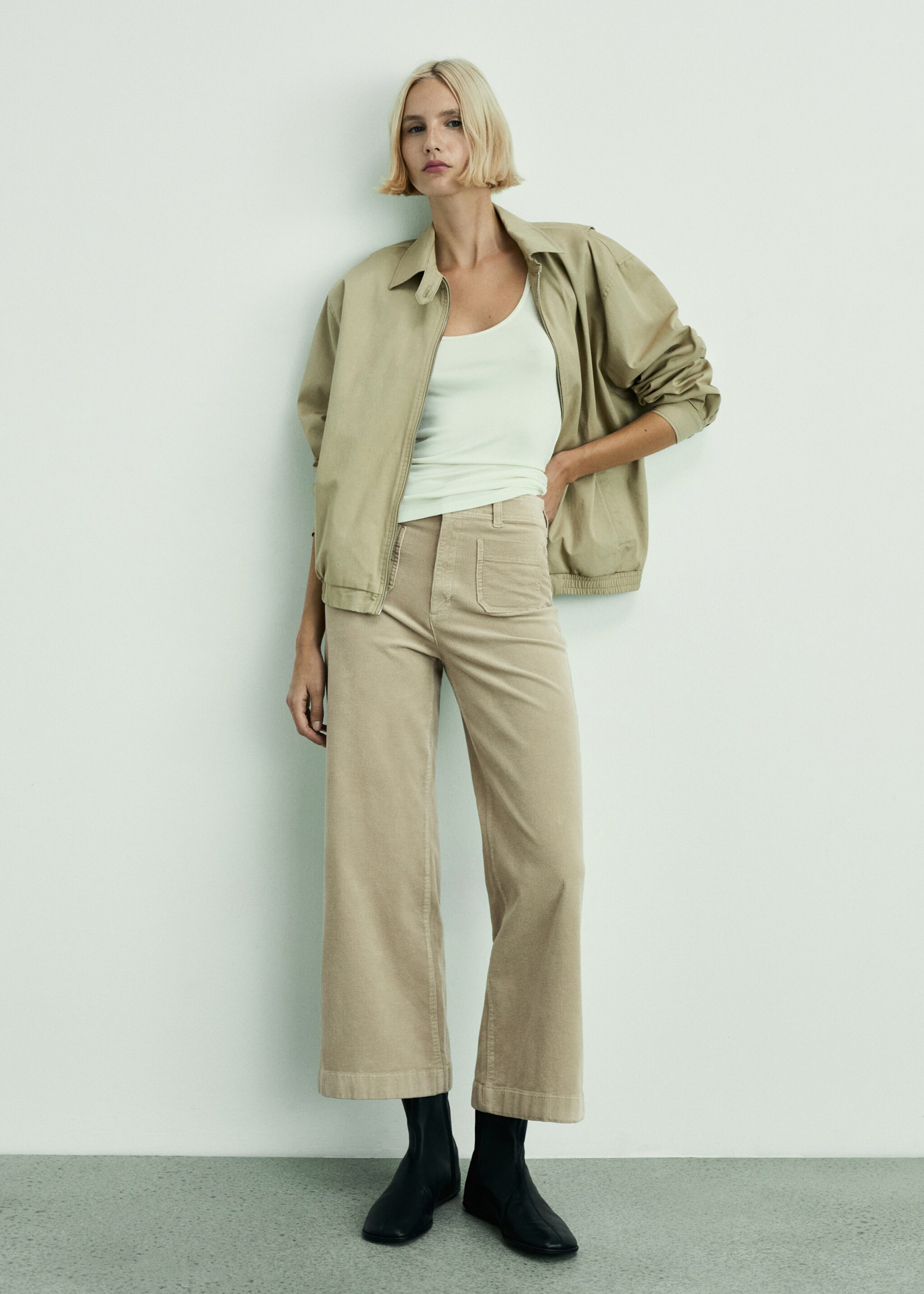 Catherin culotte corduroy trousers - General plane, Ecru. Ref: 87010256-00.