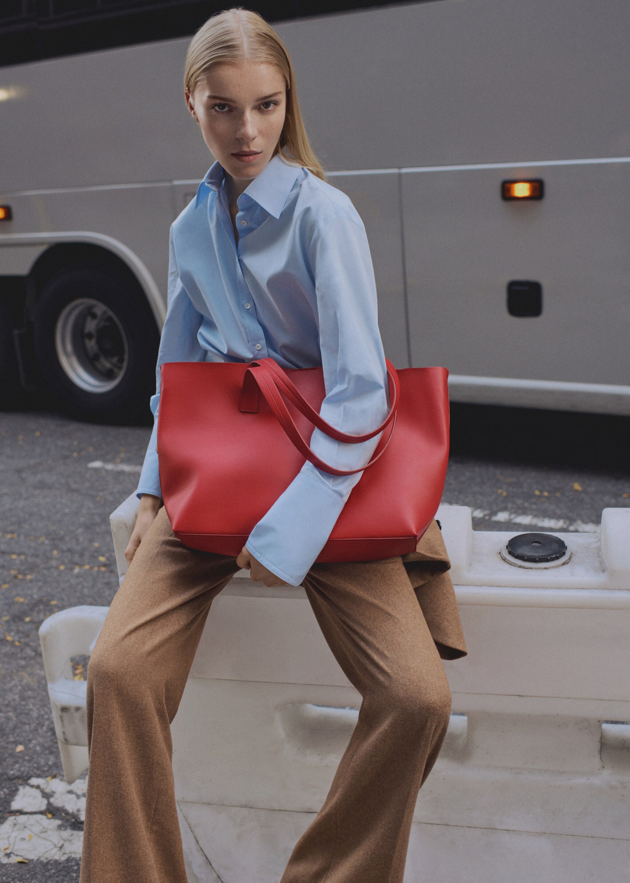 Bolso shopper doble asa - Plano general, Rojo. Ref: 87010278-00.