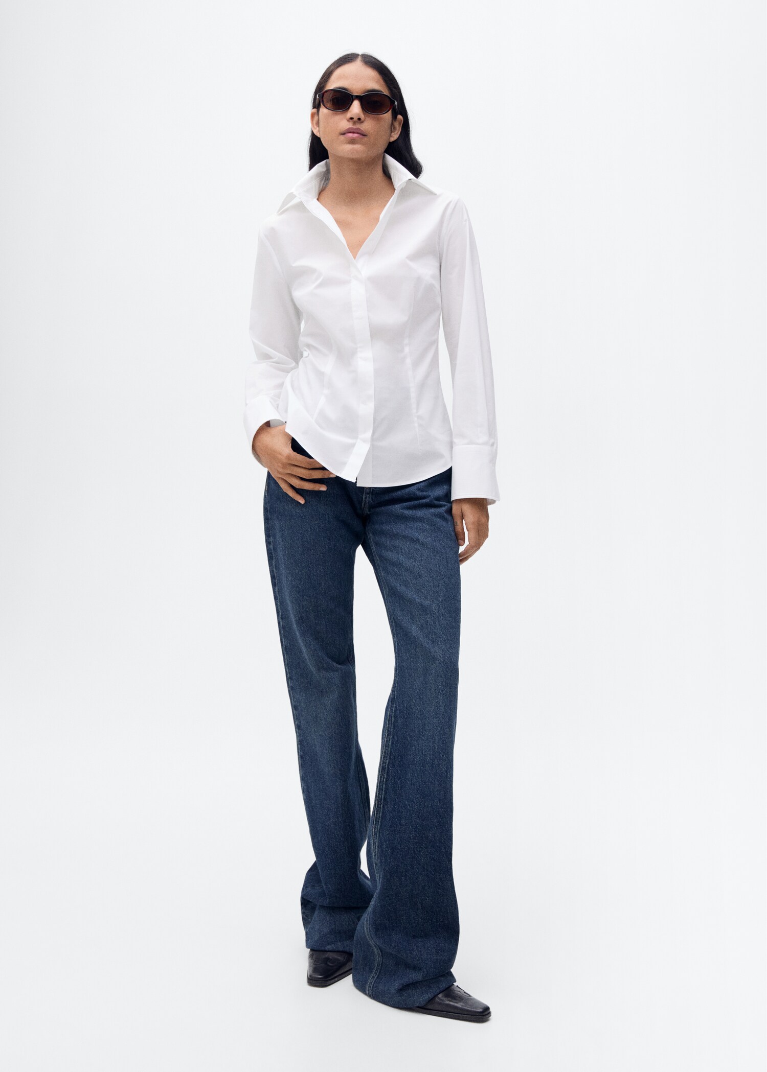 Getailleerde katoenen blouse - Overzichtstekening