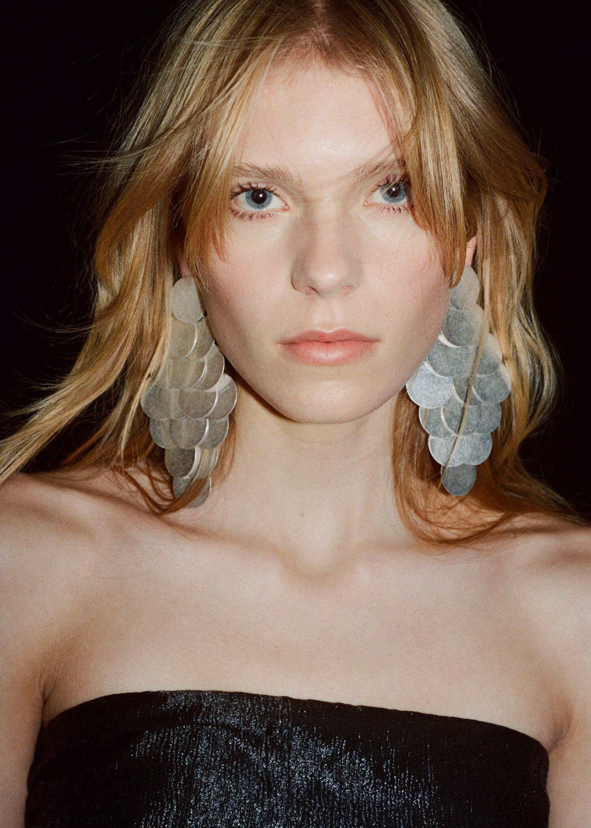 Boucles d'oreilles disques cascade - Plan général, Argent. Ref: 87010380-00.