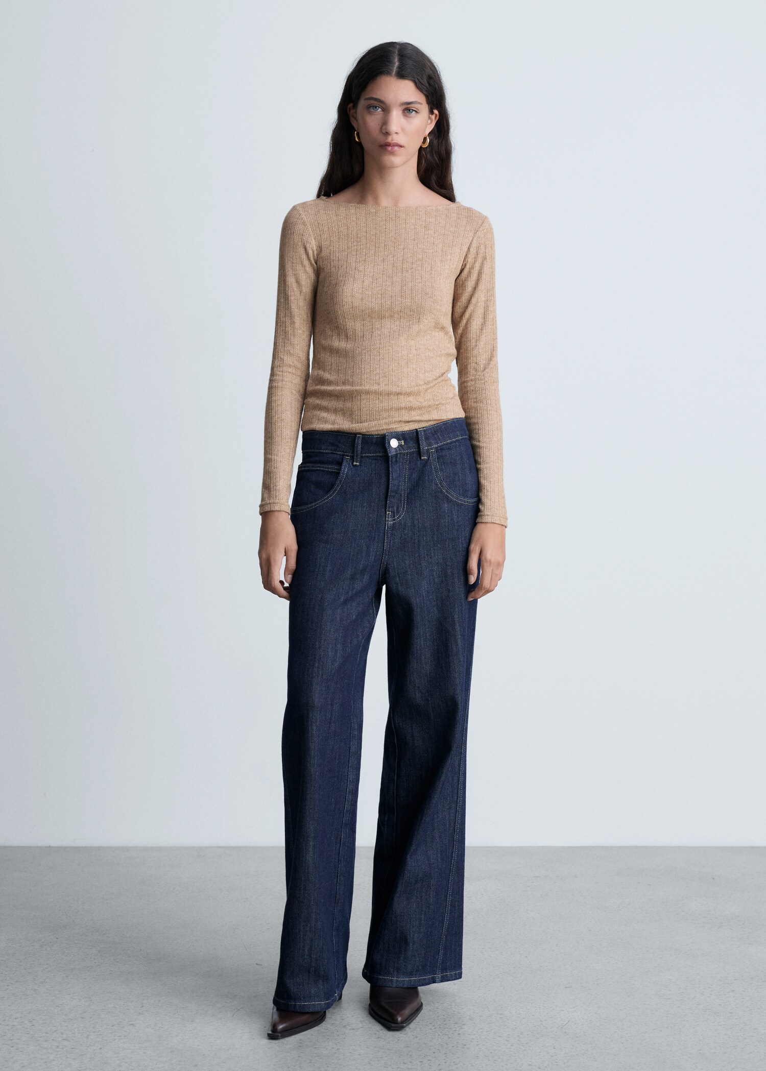 Long-sleeved pointelle t-shirt - General plane