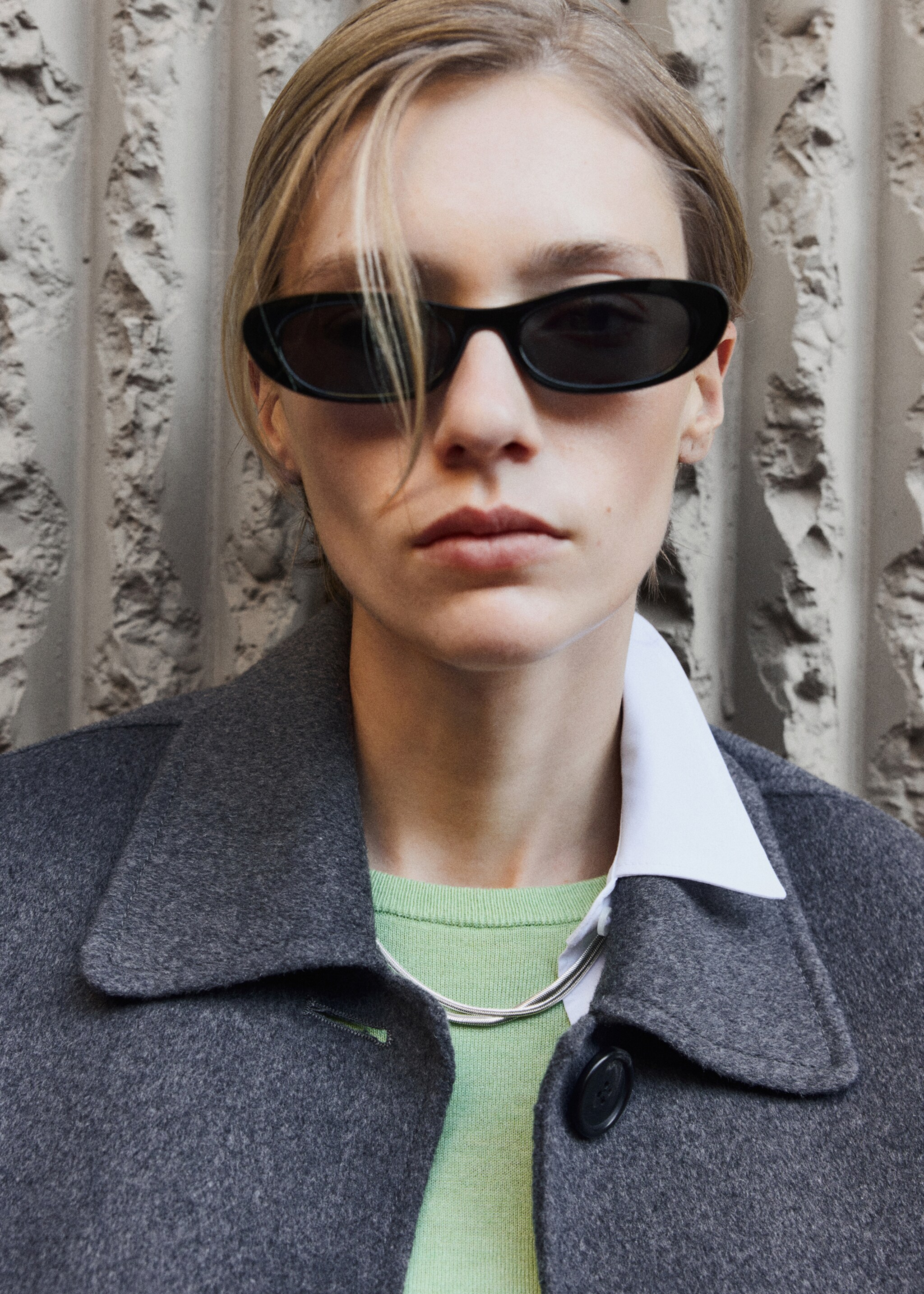 Textured double necklace - General plane, Silver. Ref: 87010462-00.