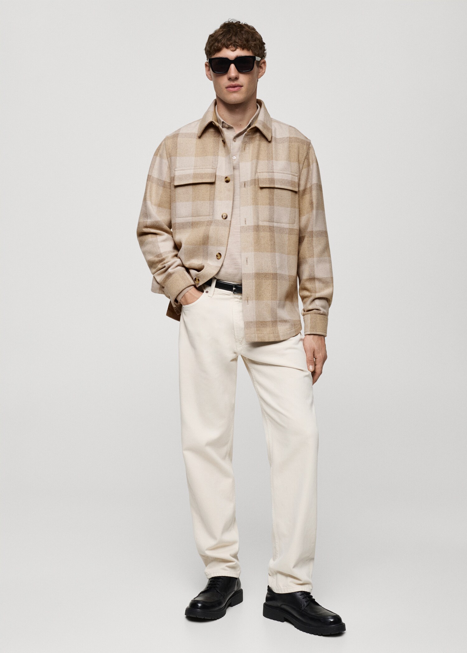 Check flannel wool overshirt - General plane