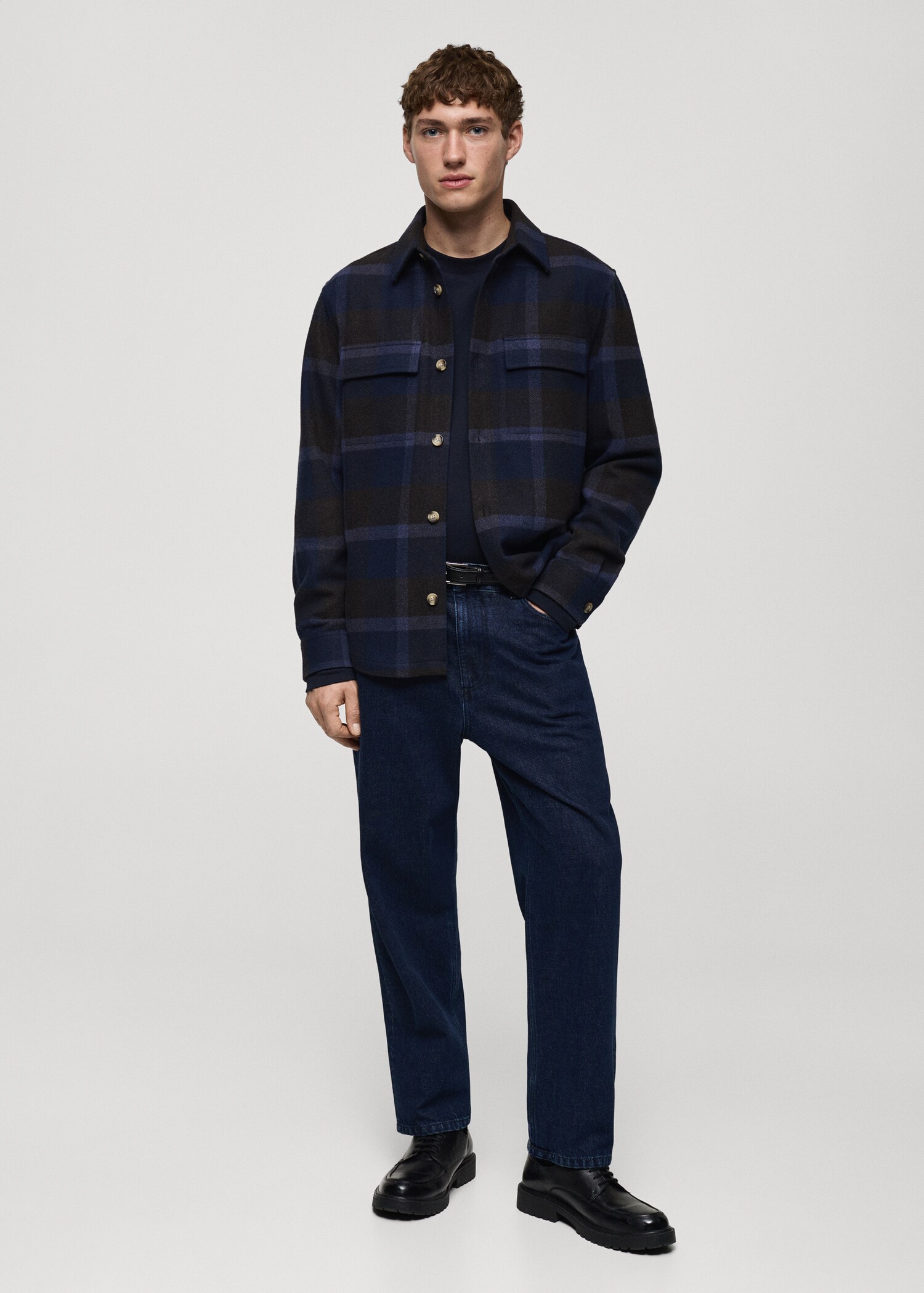 Check flannel wool overshirt - General plane