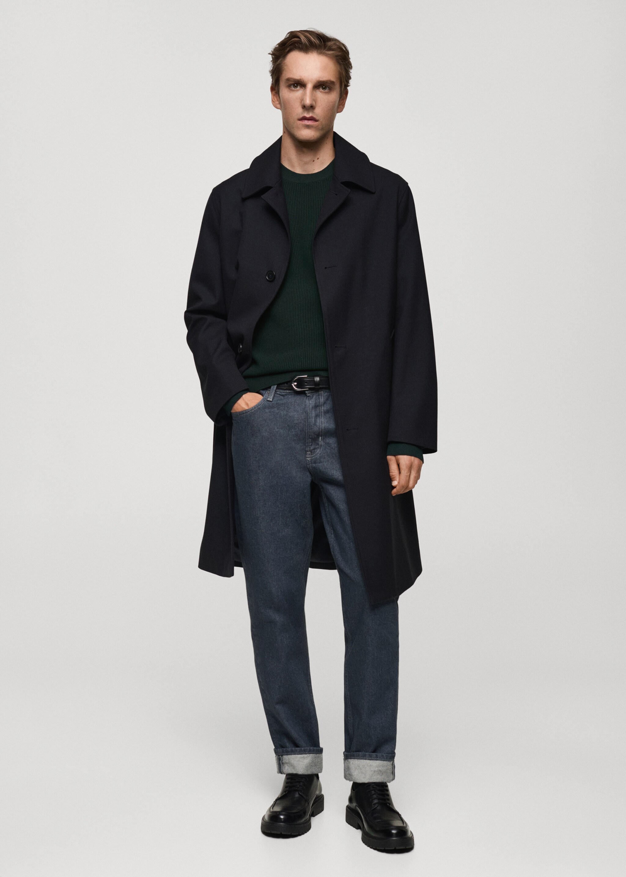 Fine rib-knit cotton sweater - General plane, Dark Green. Ref: 87010610-00.