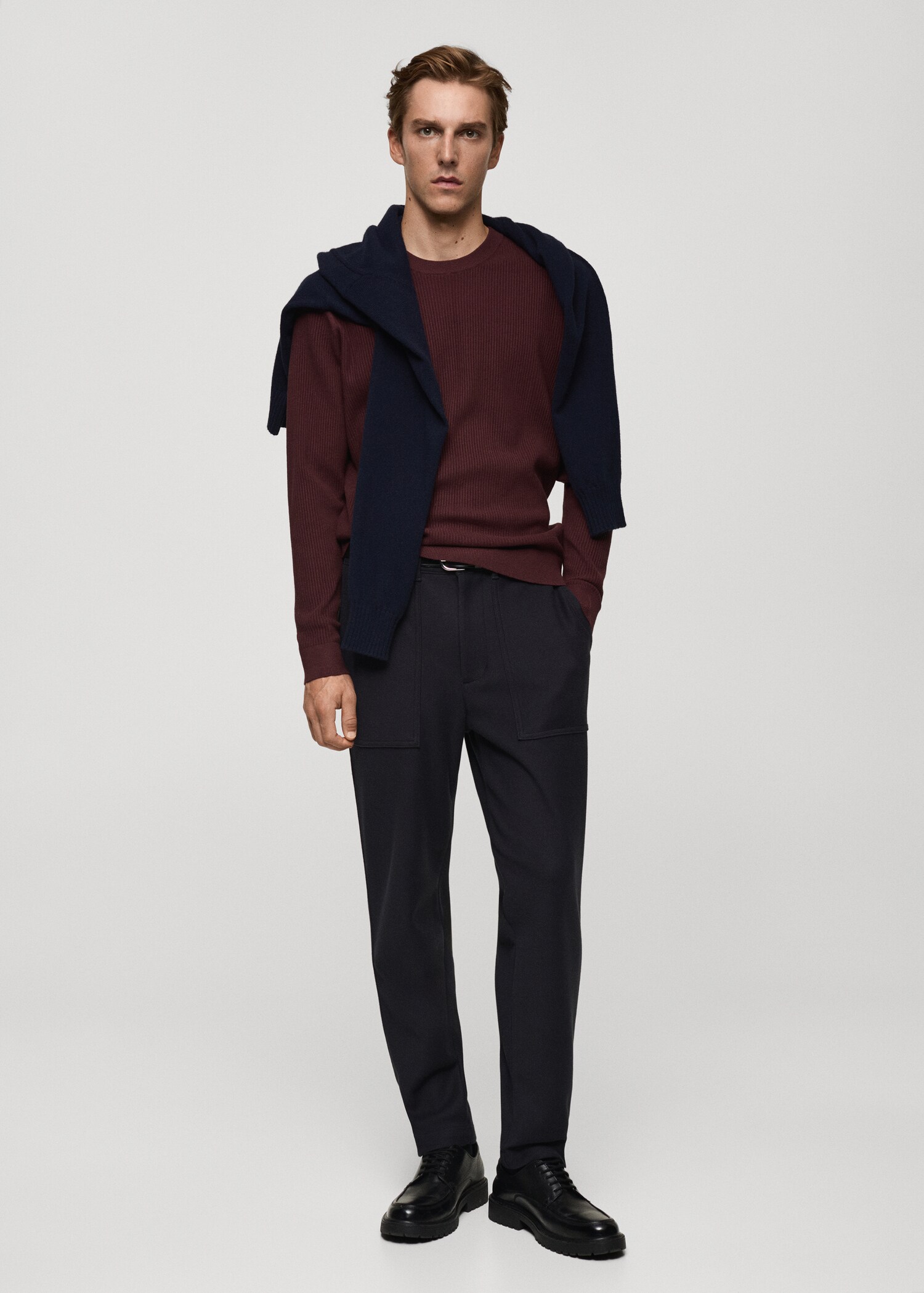 Feinstrickpullover aus Baumwolle mit Rippmuster - Allgemeine Ansicht