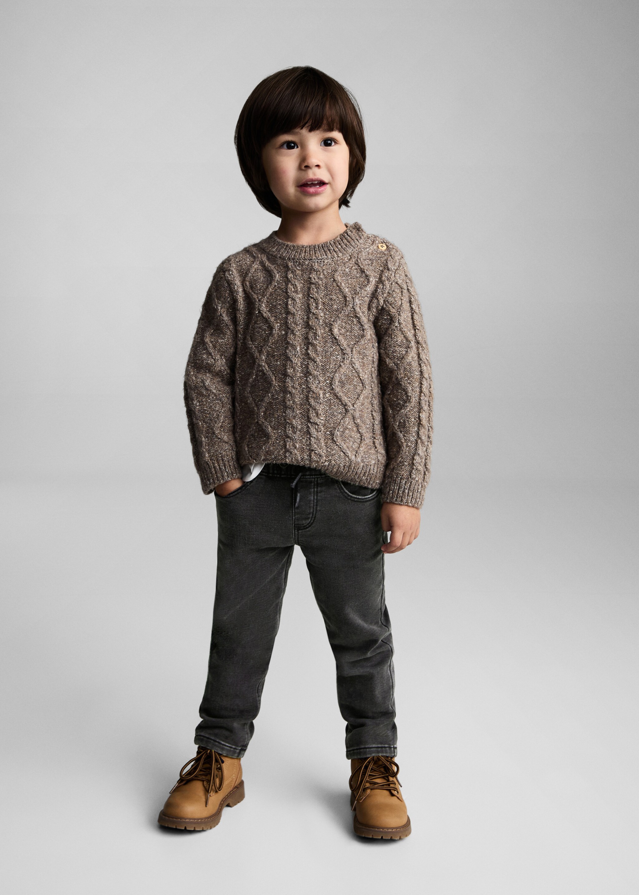 Jean taille élastique cordon - Plan général, Black denim. Ref: 87010623-00.