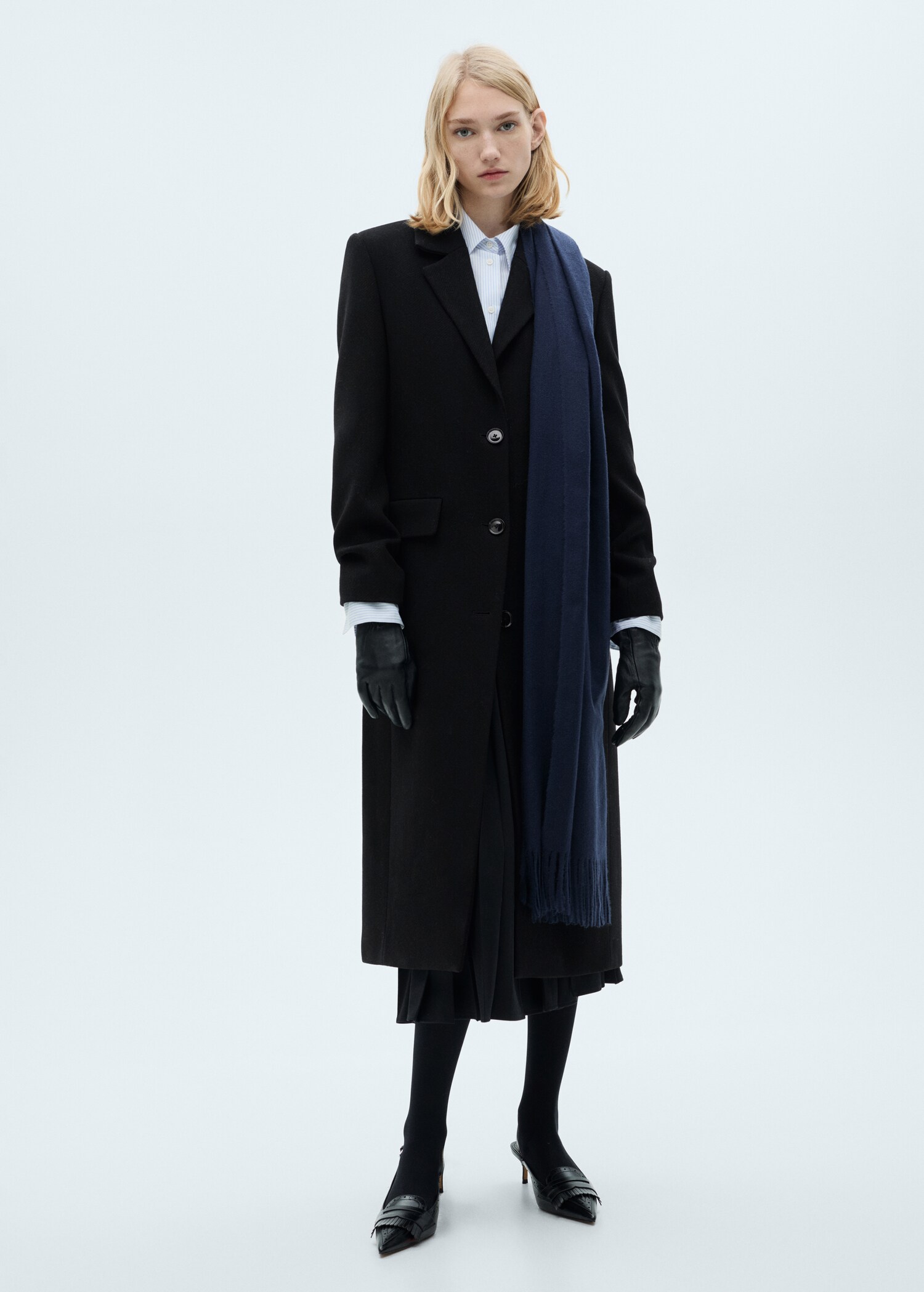 Long structured wool coat - General plane