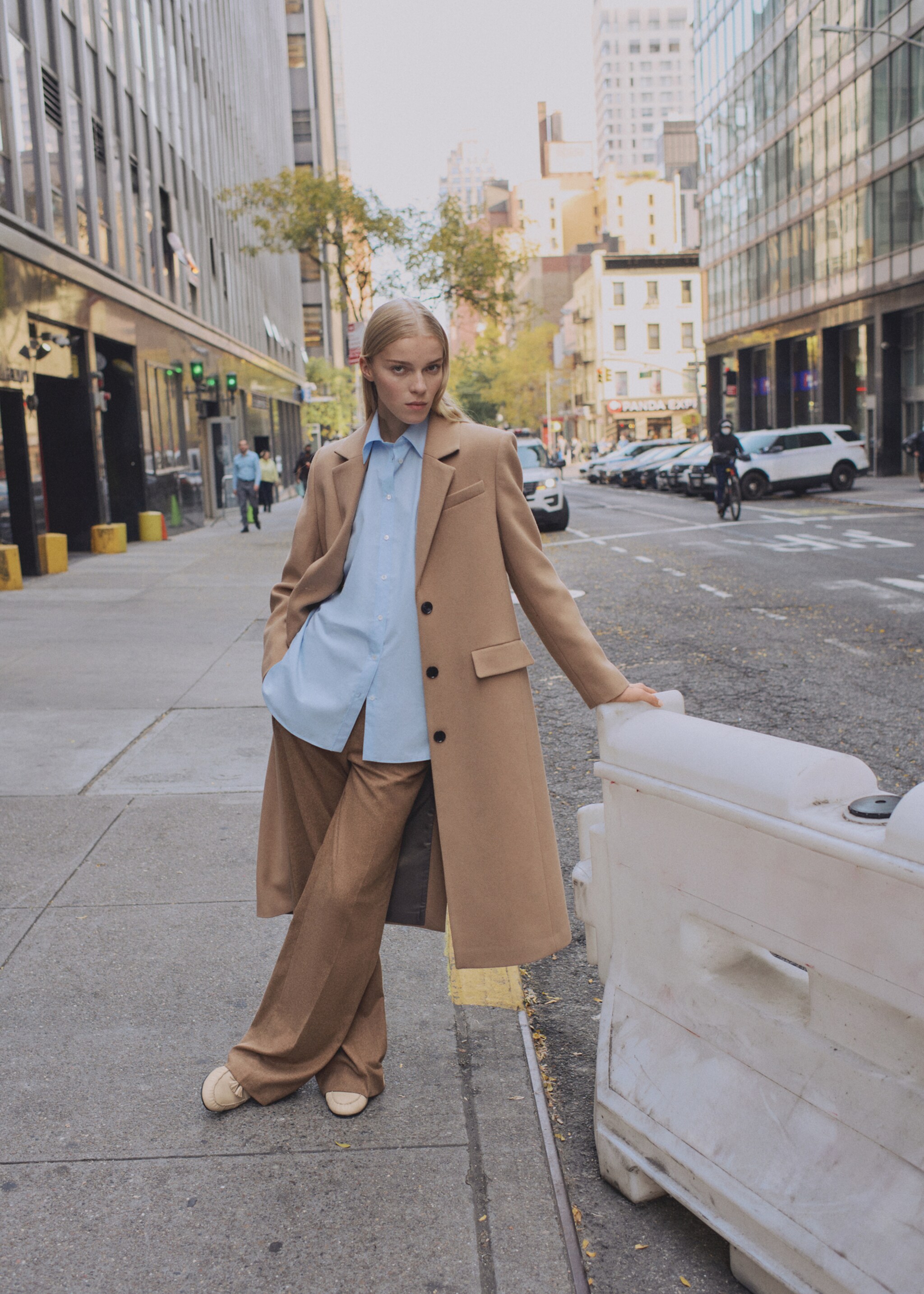 Long structured wool coat - General plane, Medium Brown. Ref: 87010626-00.