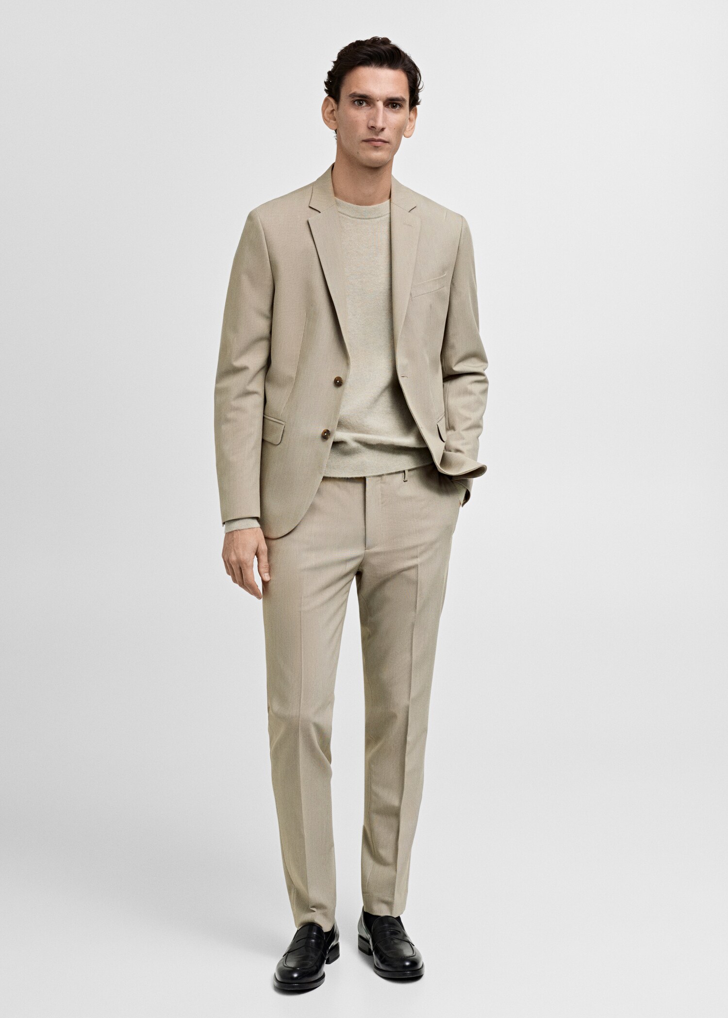 Stretch fabric super slim-fit suit trousers - General plane