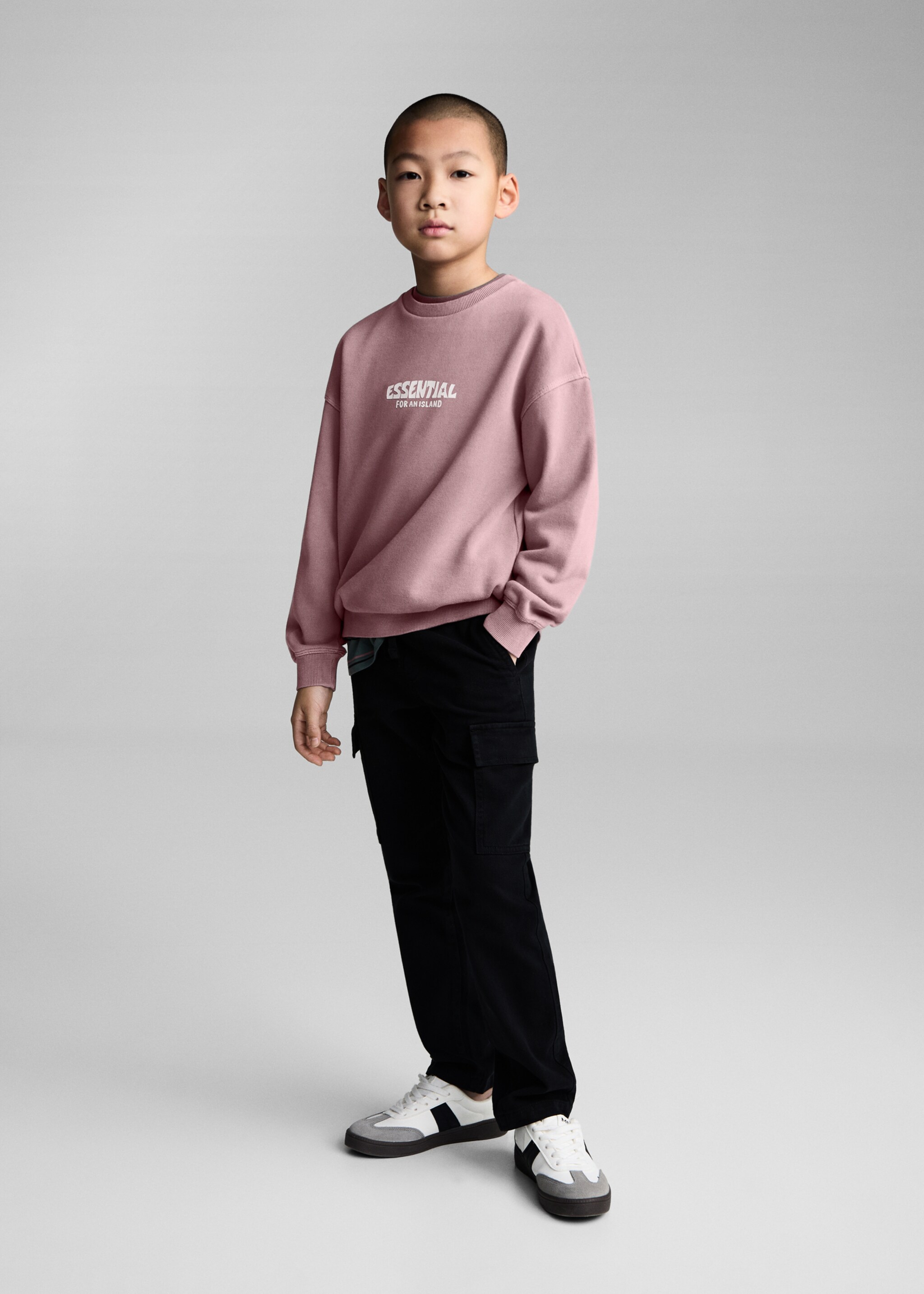 Message cotton sweatshirt - General plane, Light/Pastel Purple. Ref: 87011052-00.