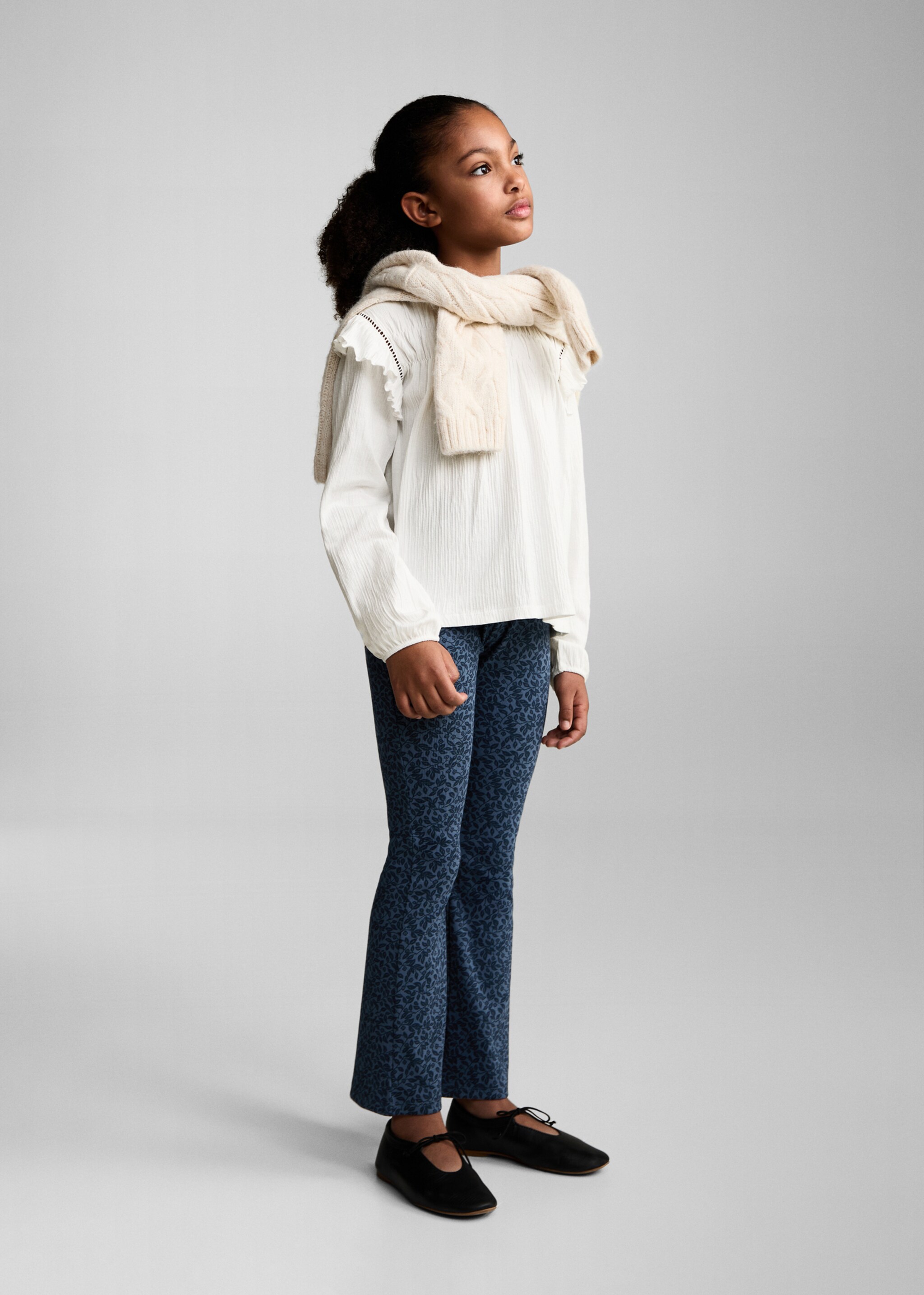 T-shirt manches volantées - Plan général, Blanc cassé. Ref: 87011512-00.