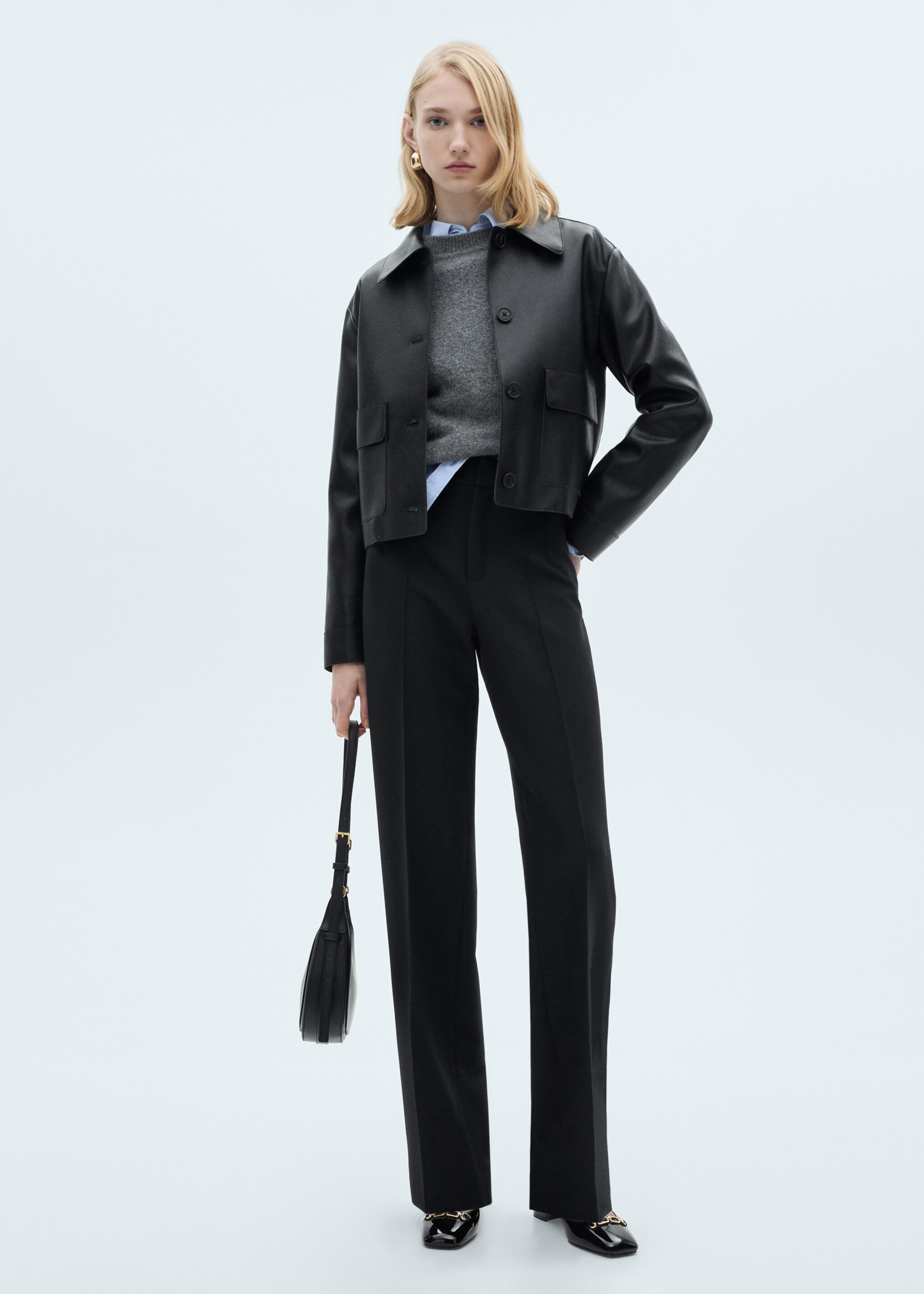 Pantalon droit pinces - Plan général, Noir. Ref: 87011513-00.