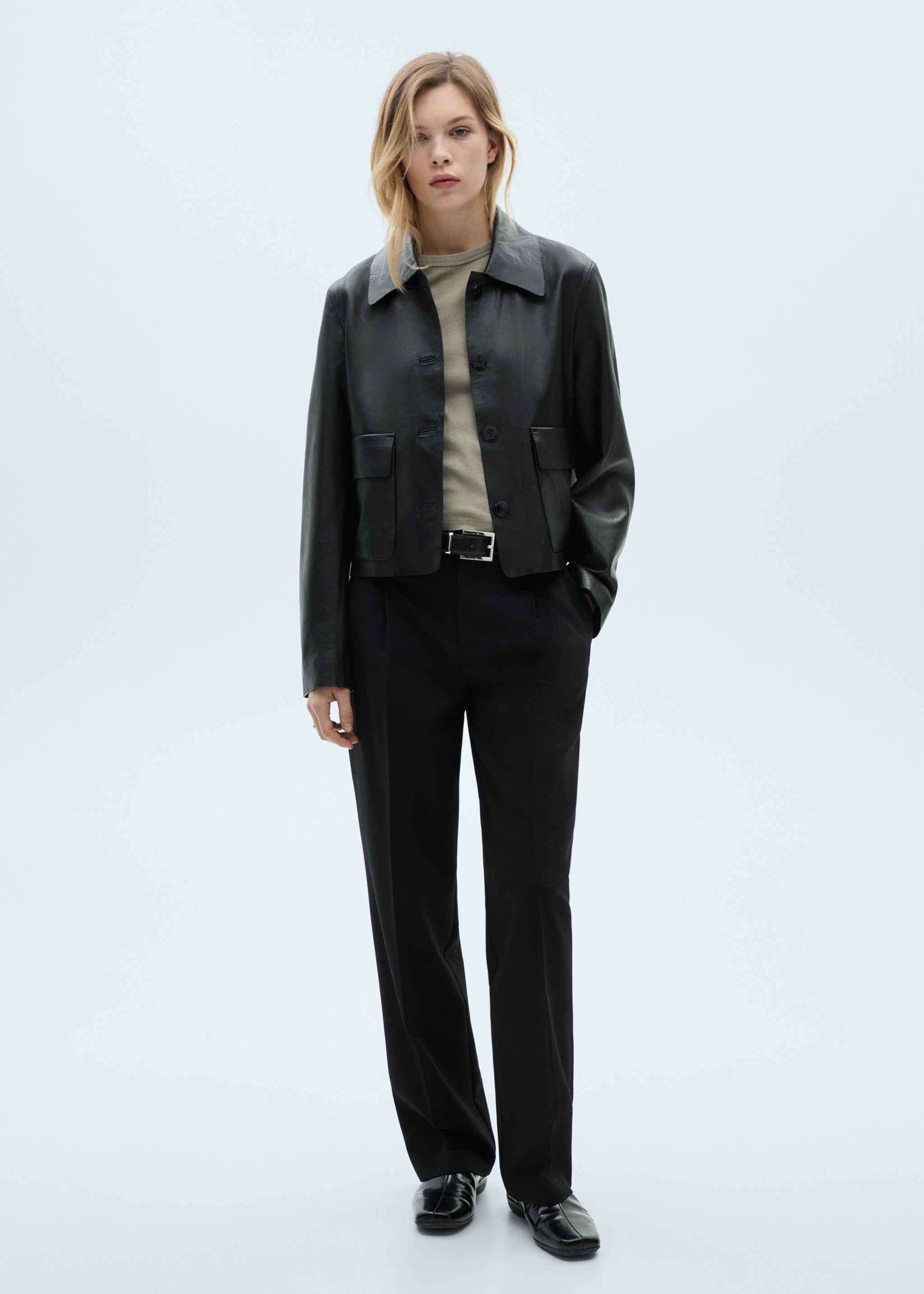 Pantalon droit pinces - Plan général, Noir. Ref: 87011514-00.