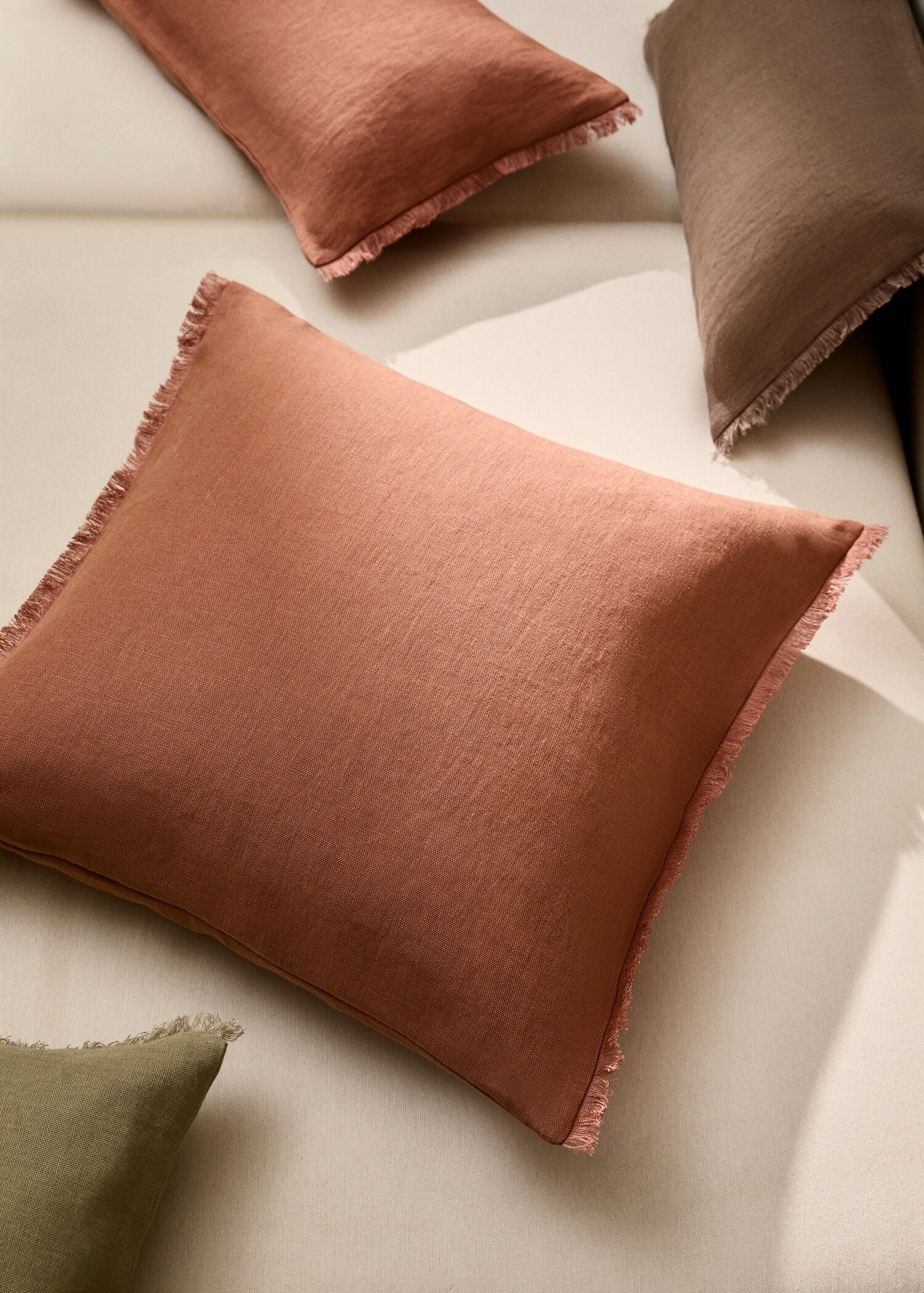Linen cushion cover with fringes 50x50 cm - General plane