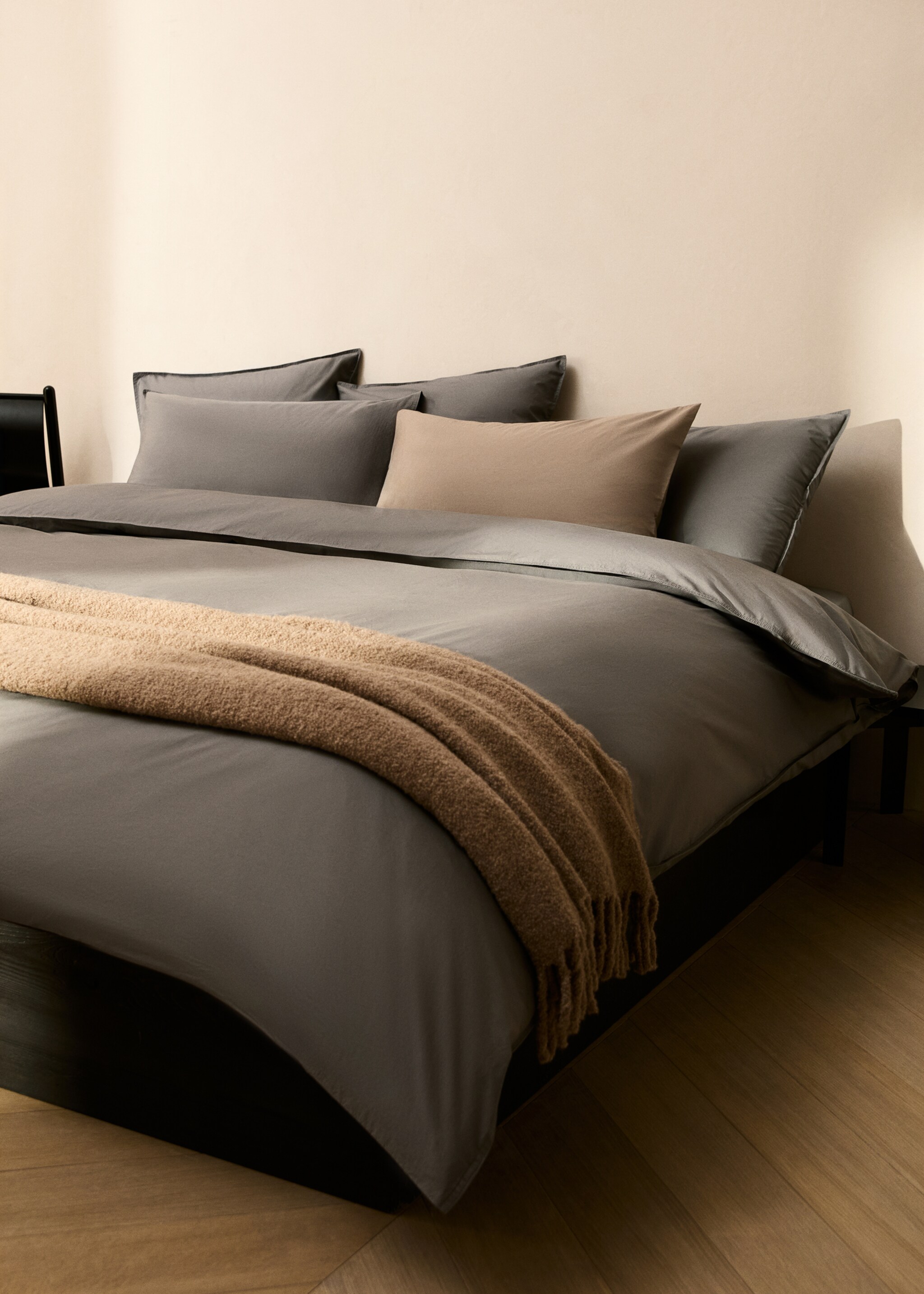 Cotton poplin double-stitched children's duvet cover Single bed - General plane, Medium Grey. Ref: 87013041-00.