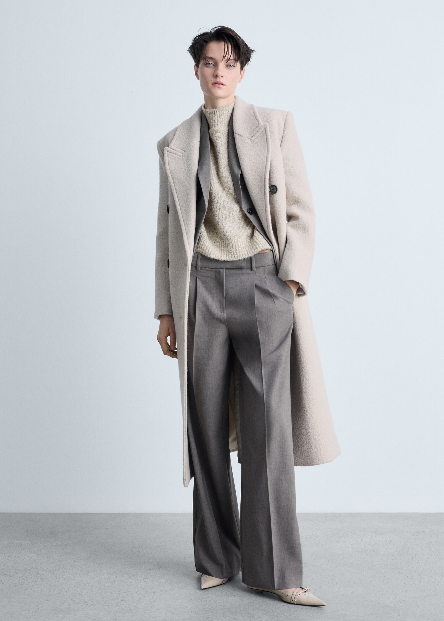 Knitted sweater with perkins neck - General plane