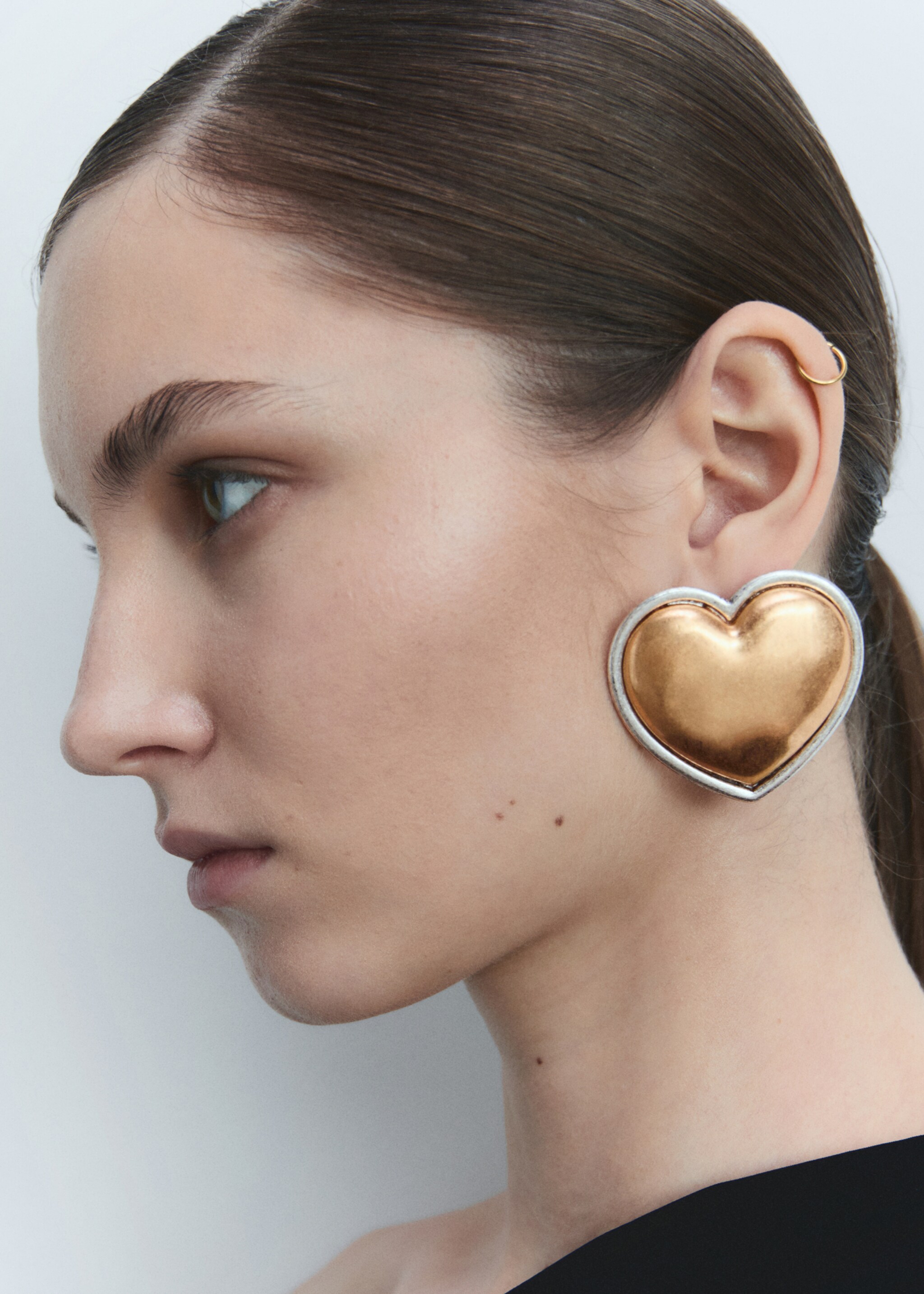Combined-shape earrings - General plane, Gold. Ref: 87013313-00.
