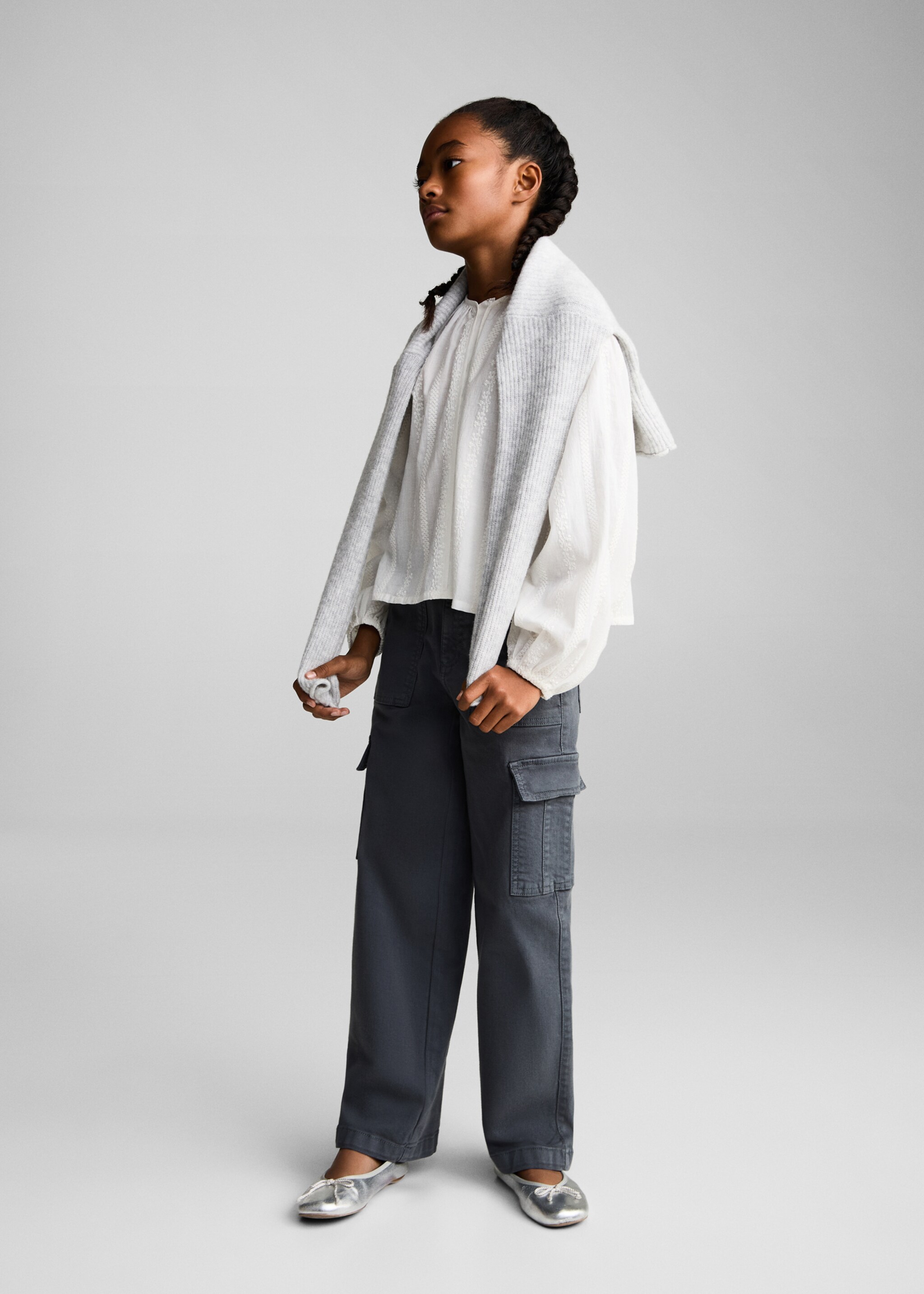 Blusa algodón detalles bordados - Plano general, Blanco. Ref: 87013647-00.