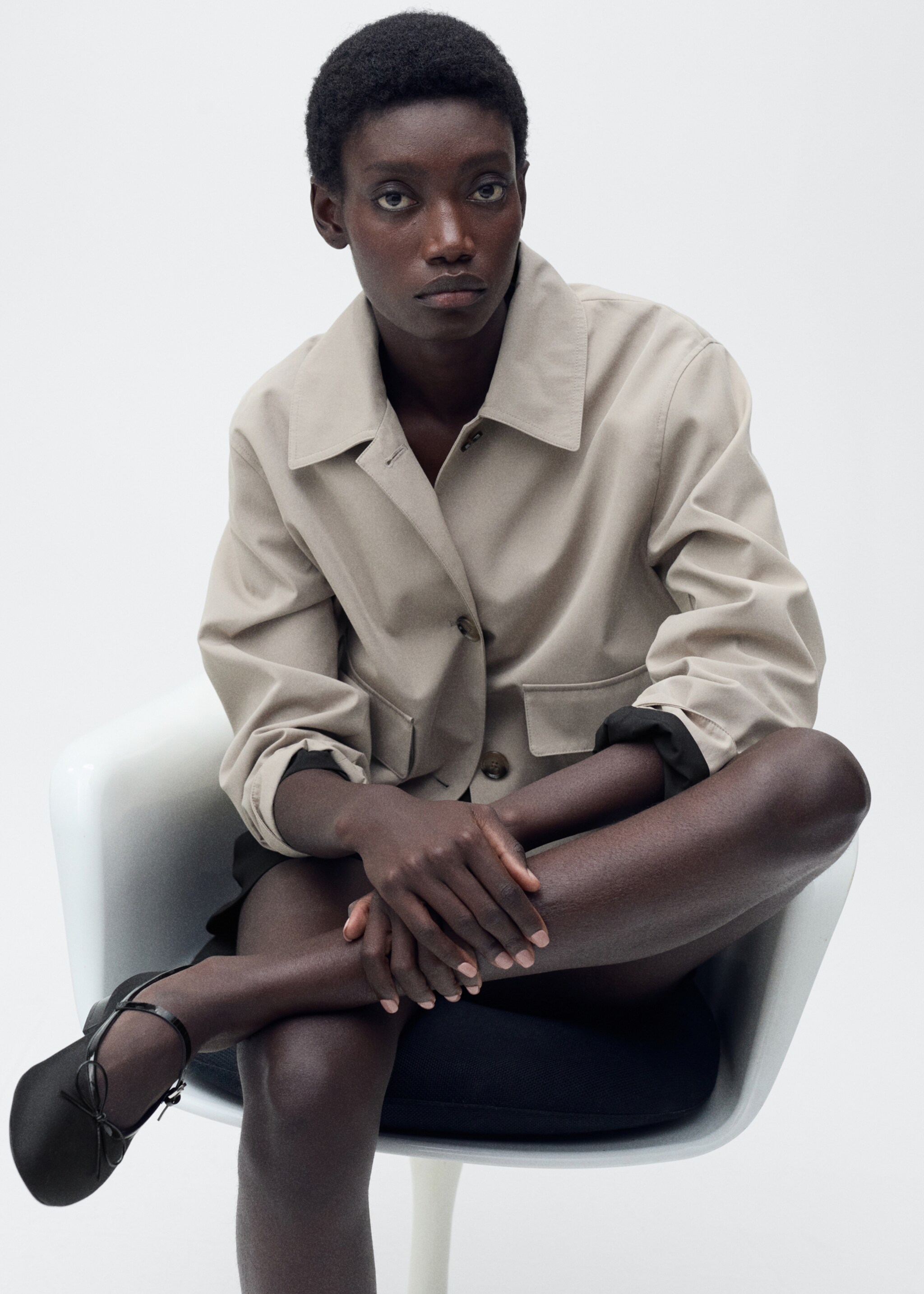 Ballerinas with strip and bow detail - General plane, Black. Ref: 87013657-00.