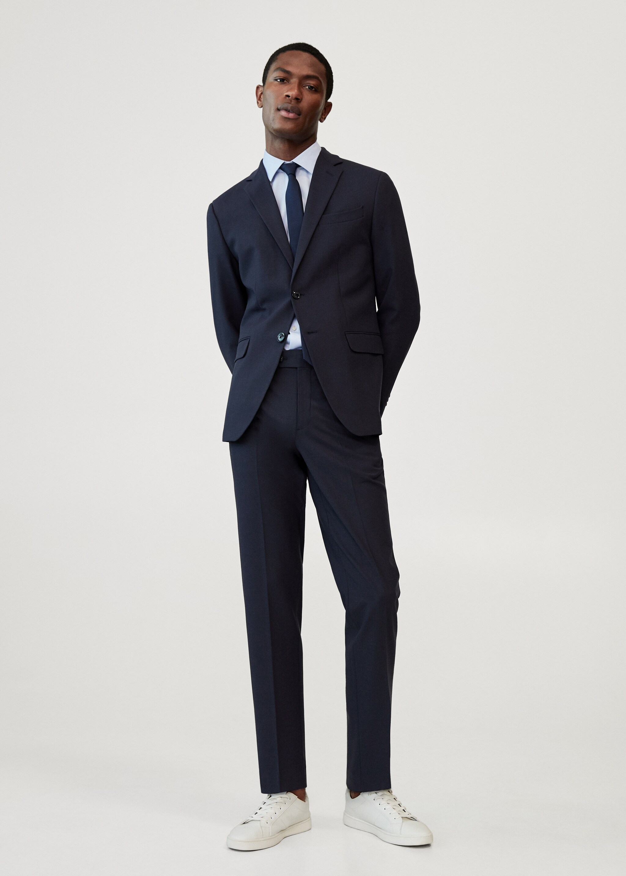 Lněné oblekové kalhoty slim fit - Celkový náhled