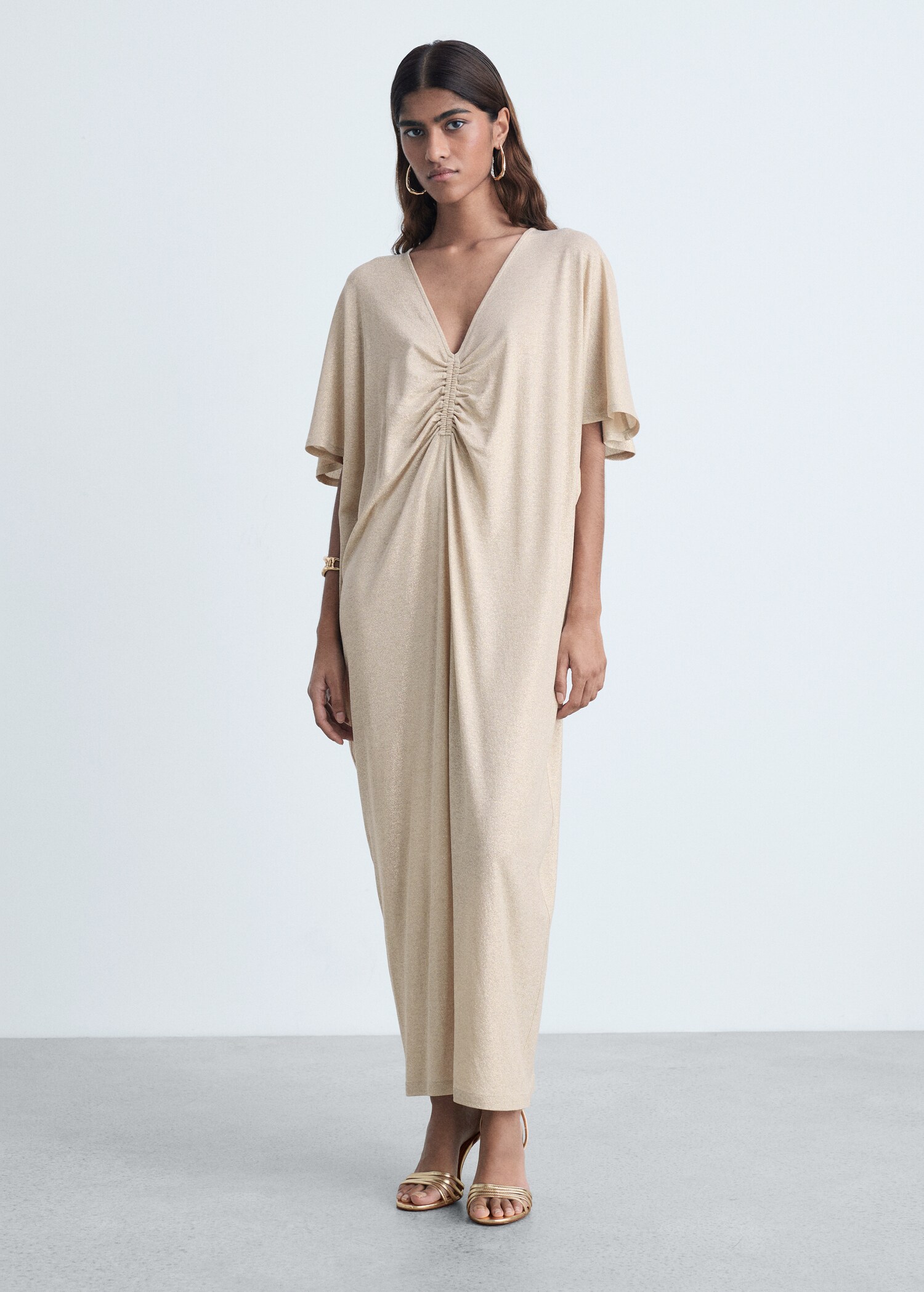 Lurex dress with gathered neckline - General plane