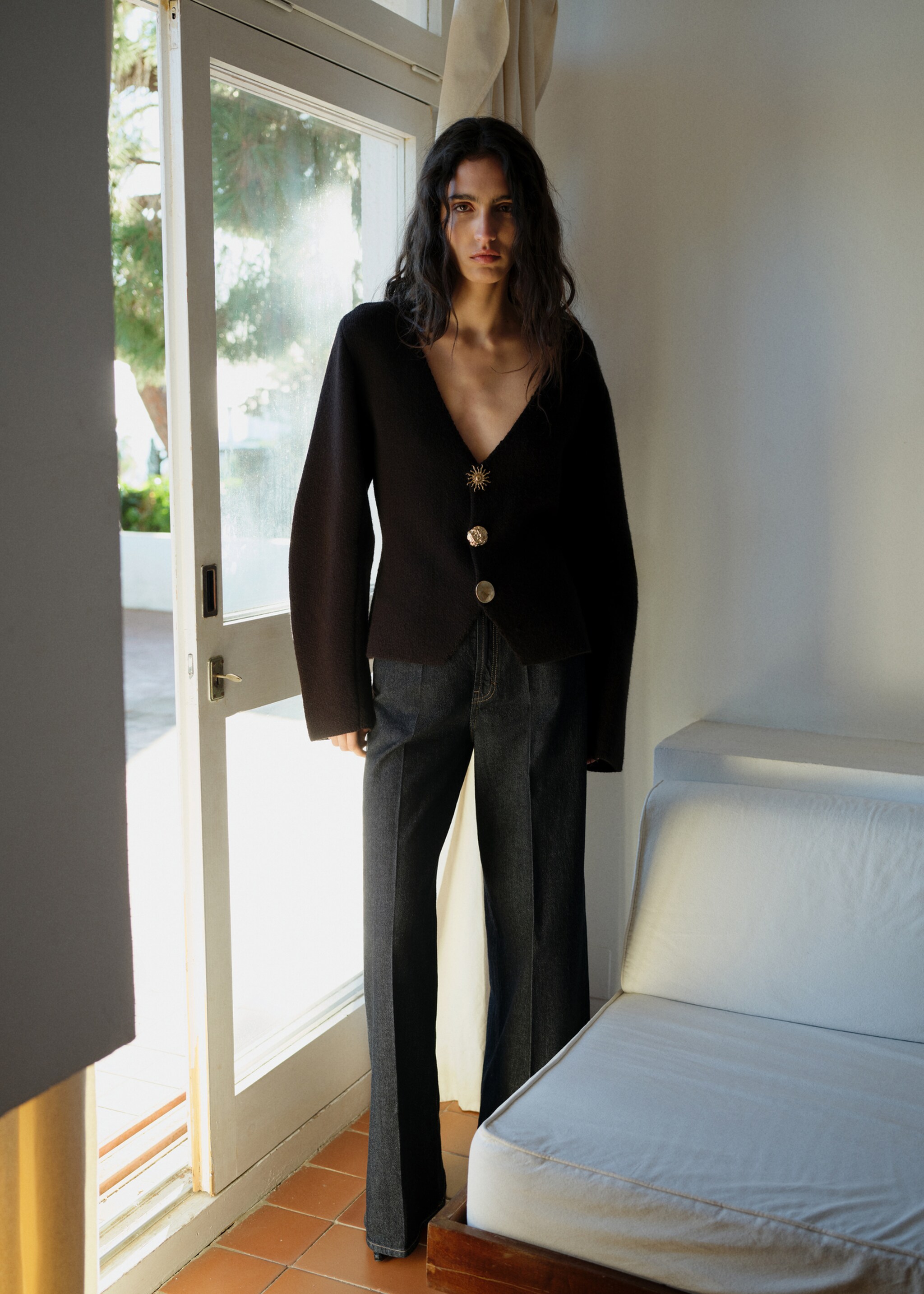 High-rise wide leg rinse-wash jeans - General plane, Open Blue. Ref: 87014079-00.