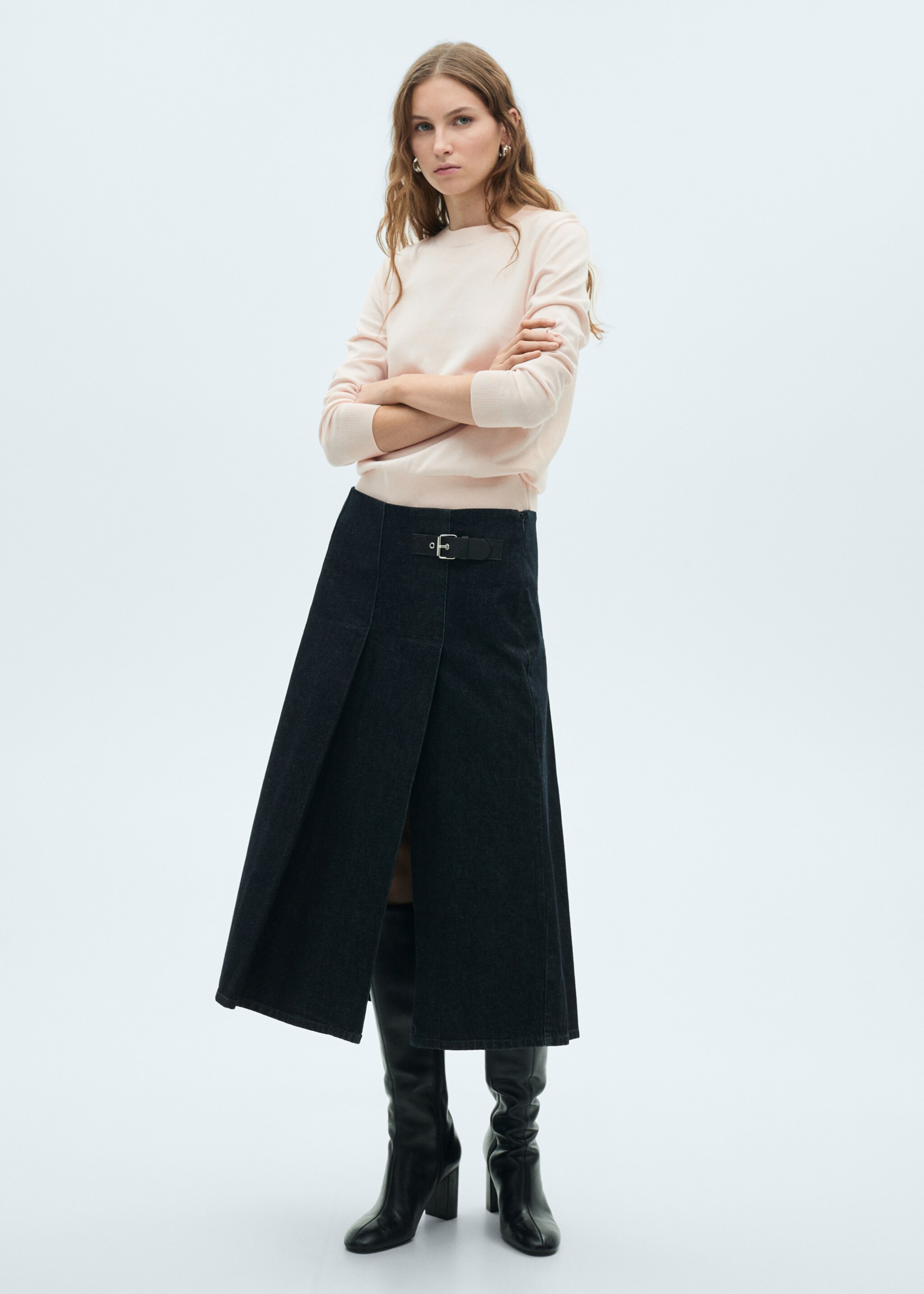 Strickpullover aus Seidengemisch - Allgemeine Ansicht, Zartrosa. Ref: 87014081-00.