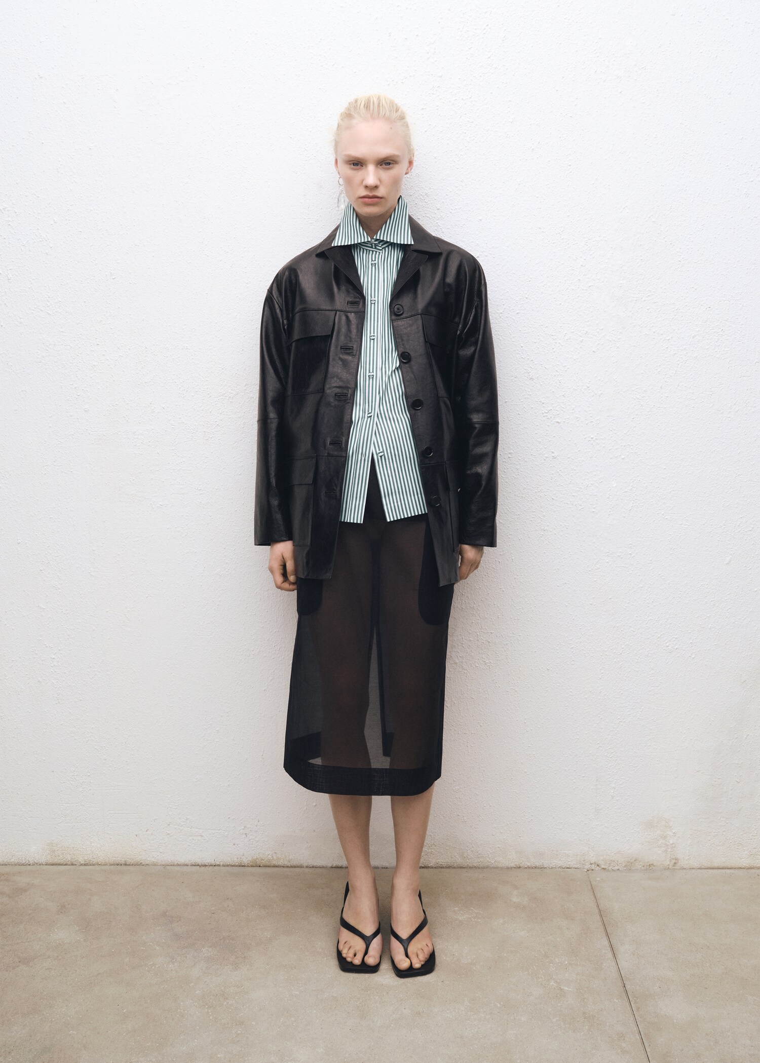 Chemise rayures manches courtes coton - Plan général