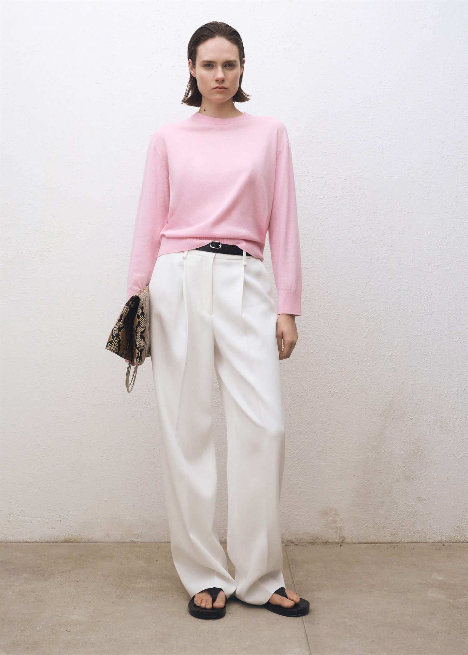 Pull-over laine mélangée col rond - Plan général