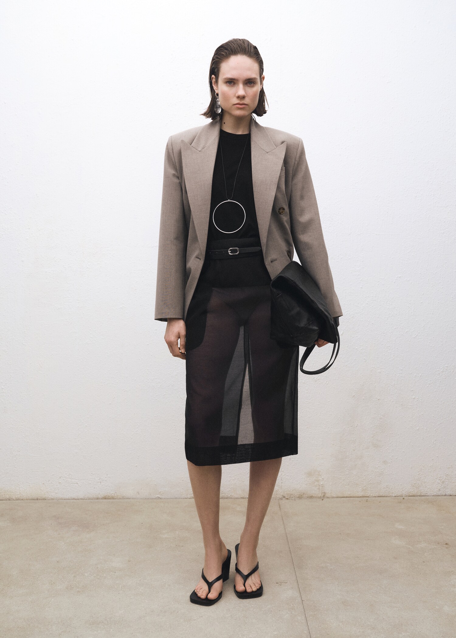 Pull-over laine mélangée col rond - Plan général