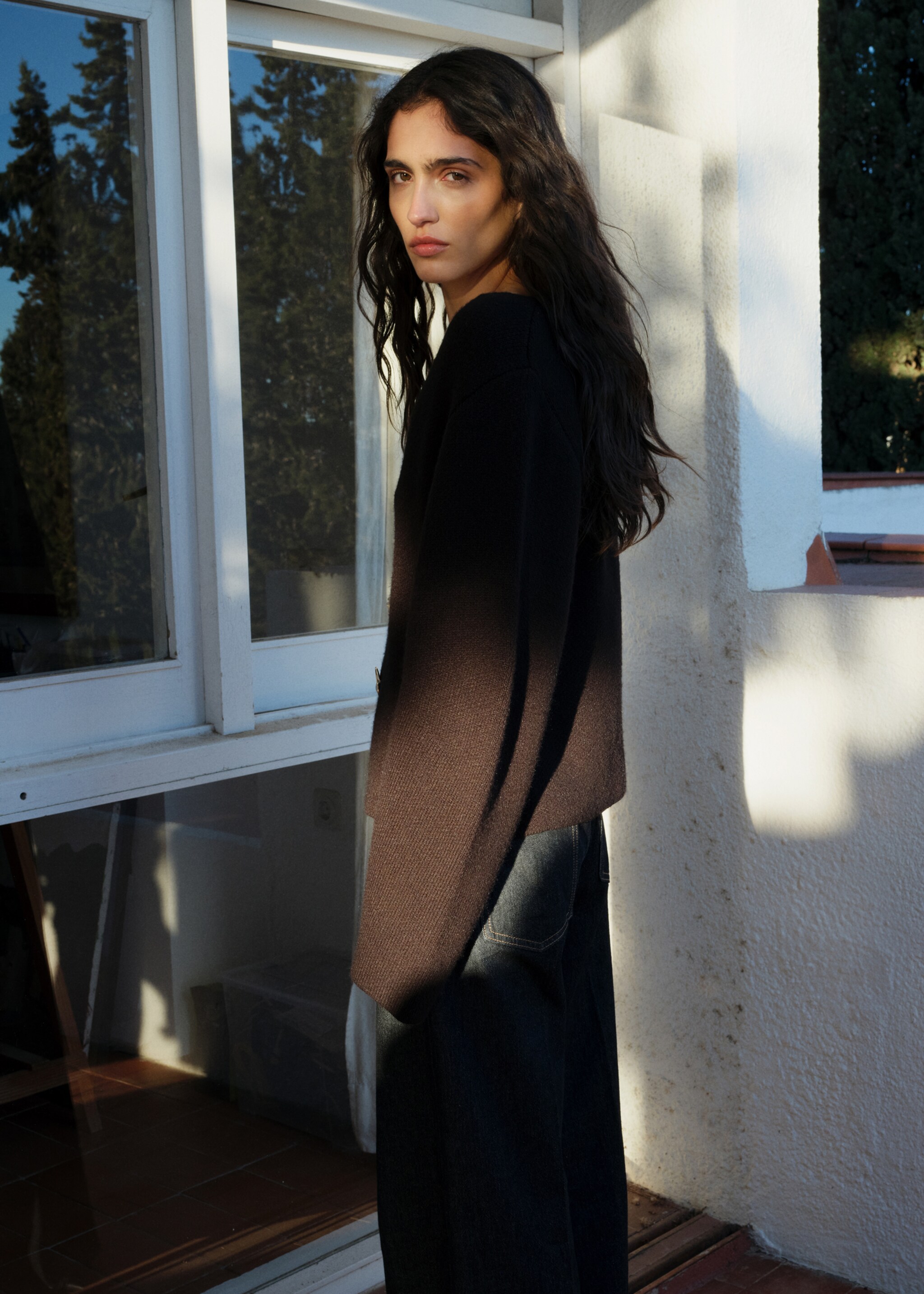 Knitted jacket with jewel buttons - General plane, Black. Ref: 87014094-00.