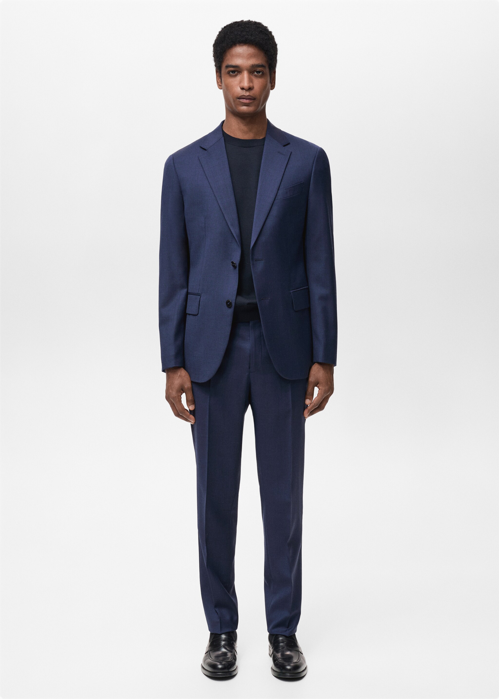 Turin 100% virgin wool suit trousers - General plane, Ink Blue. Ref: 87014399-00.