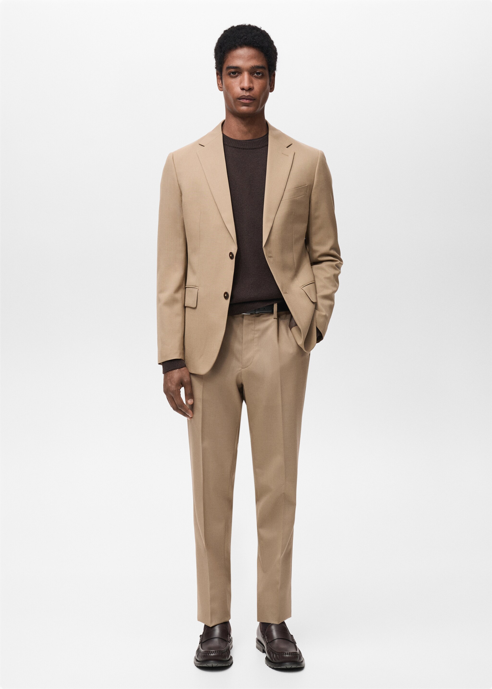 Turin 100% virgin wool suit trousers - General plane, Beige. Ref: 87014400-00.