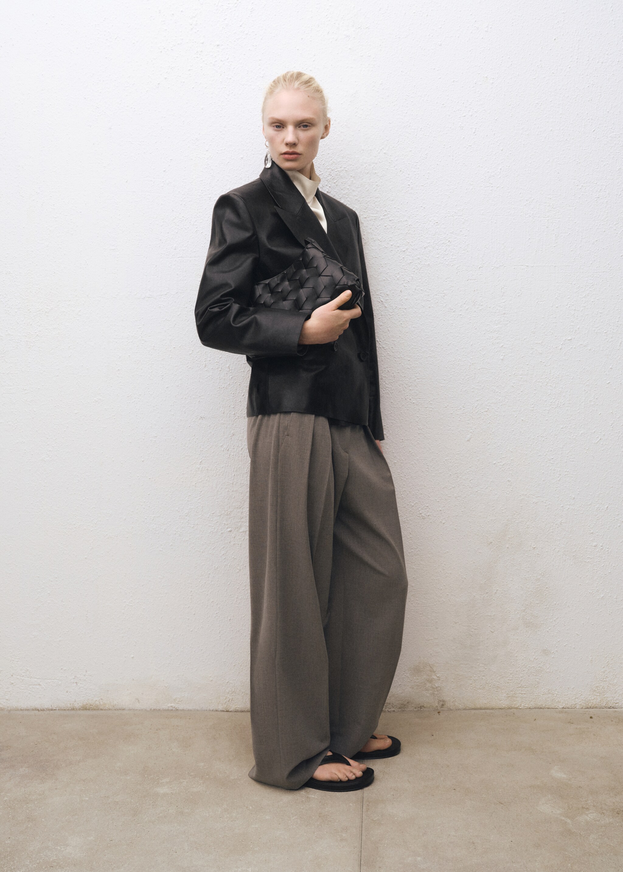 Blazer cuir double boutonnage - Plan général, Noir. Ref: 87014419-00.