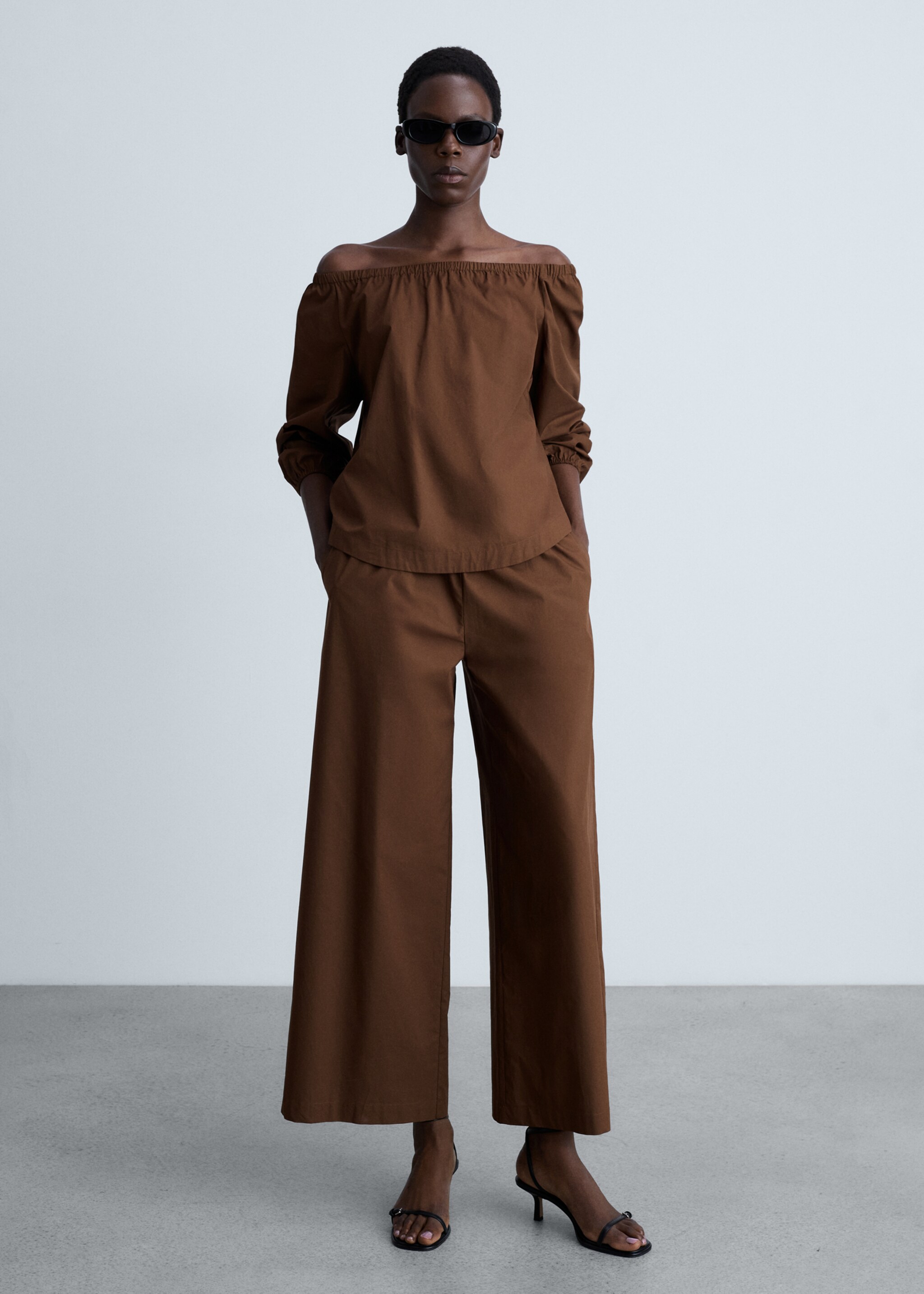Cotton culotte trousers - General plane, Brown. Ref: 87014787-00.