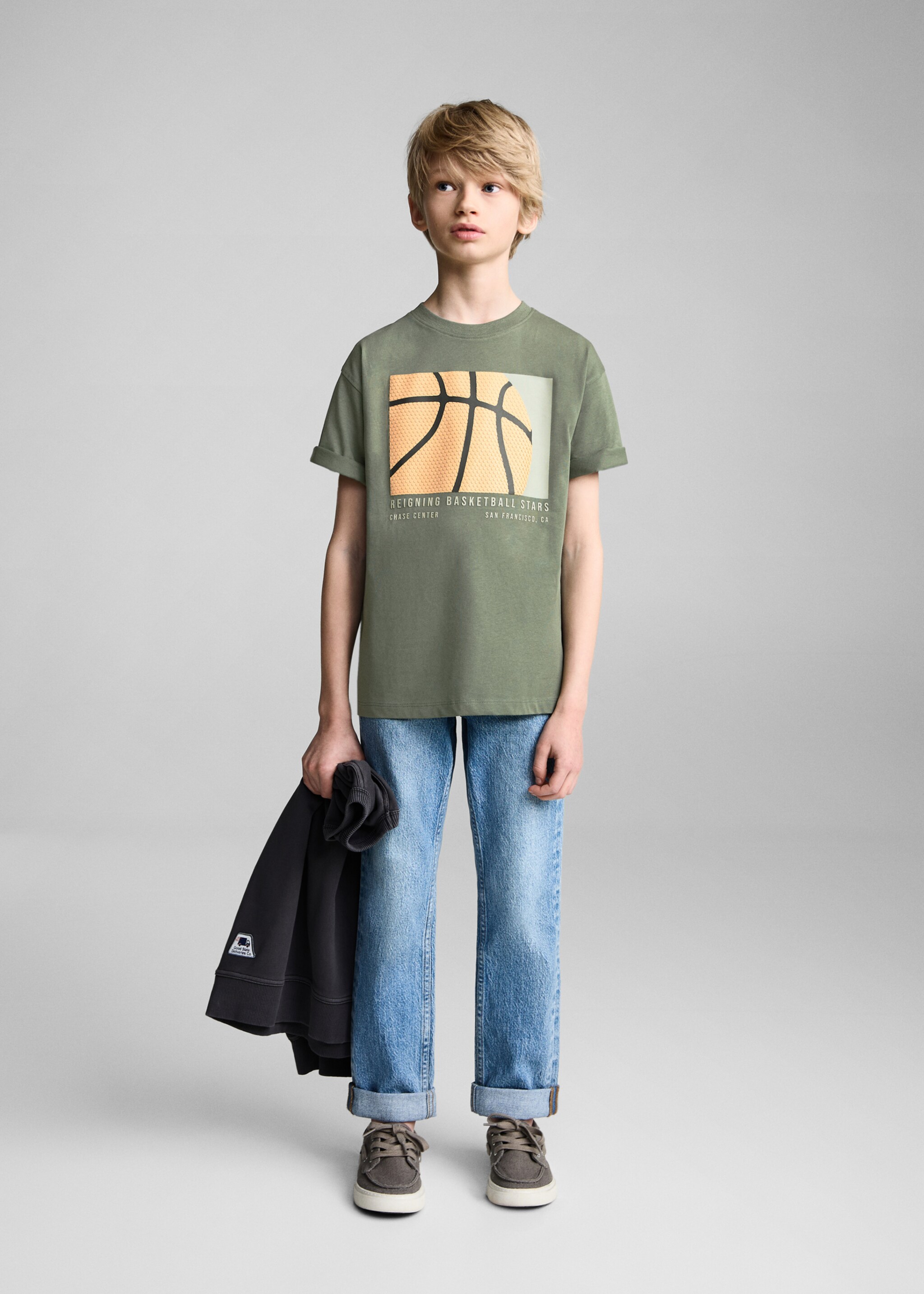 Camiseta algodón estampado - Plano general, Verde bosque. Ref: 87015141-00.