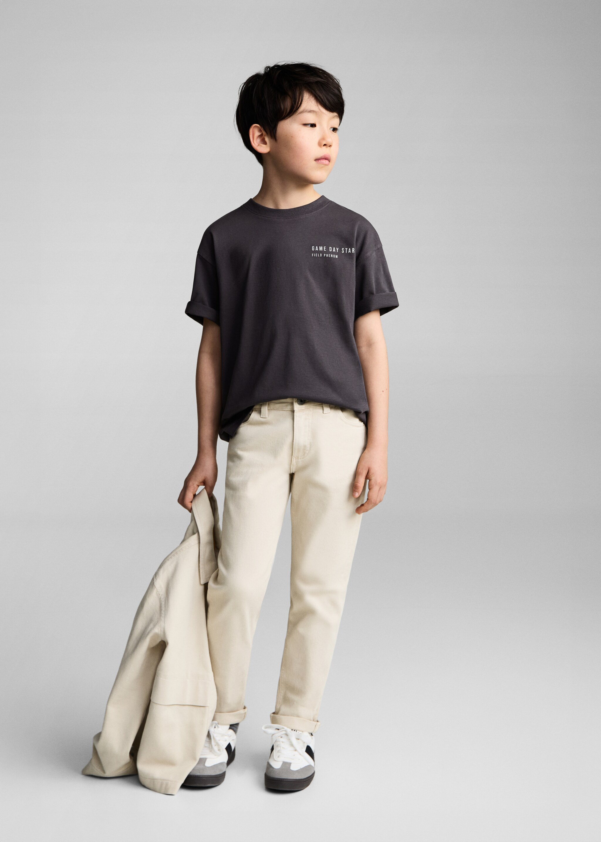 Camiseta algodón estampada - Plano general, Gris antracita. Ref: 87015142-00.