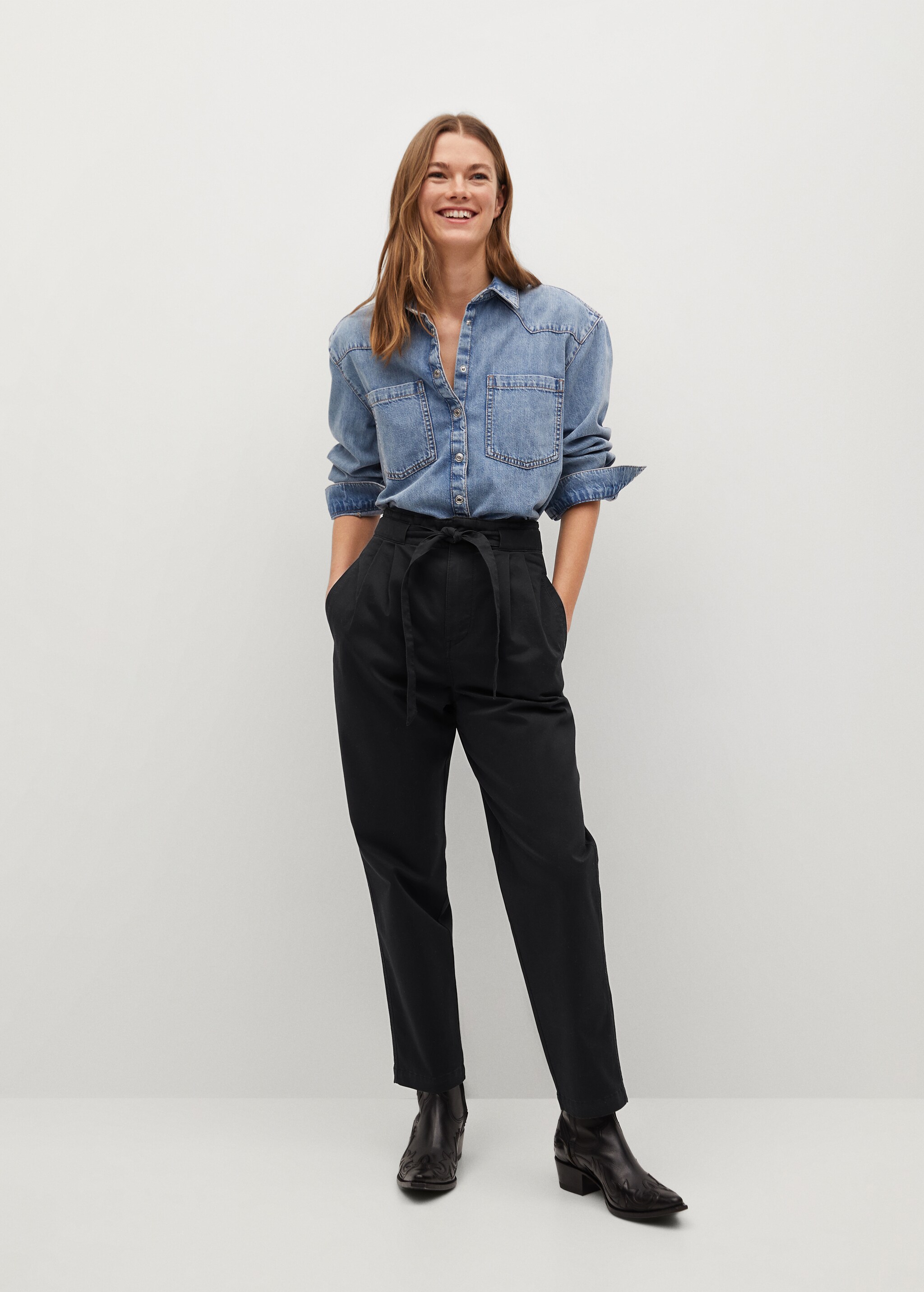 Pantalón pinzas algodón - Plano general