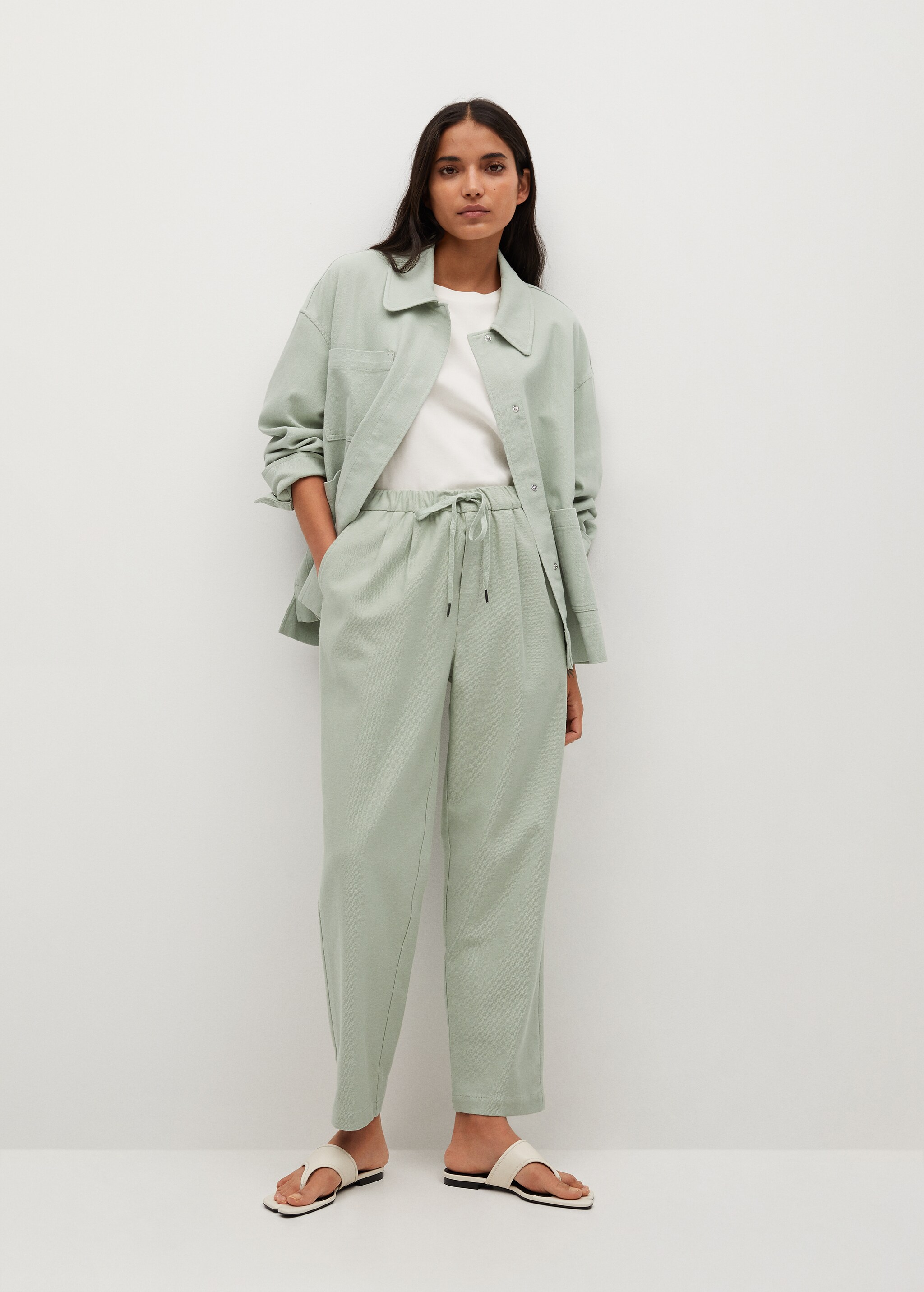 Elastic waist cotton pants - General plane